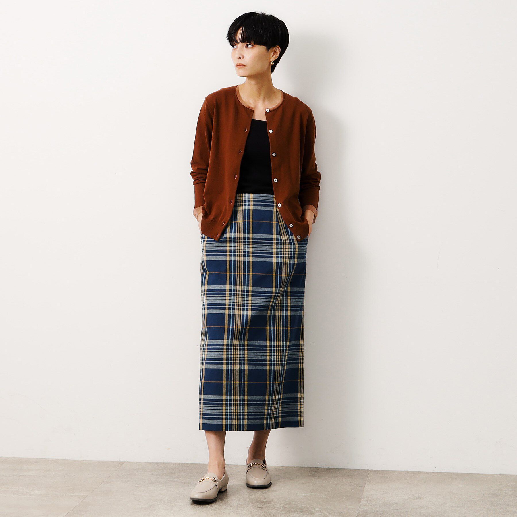 OPAQUE.CLIP「《美人百花掲載》マドラスチェックタイトスカート【洗濯機洗い可】」|スカート|
