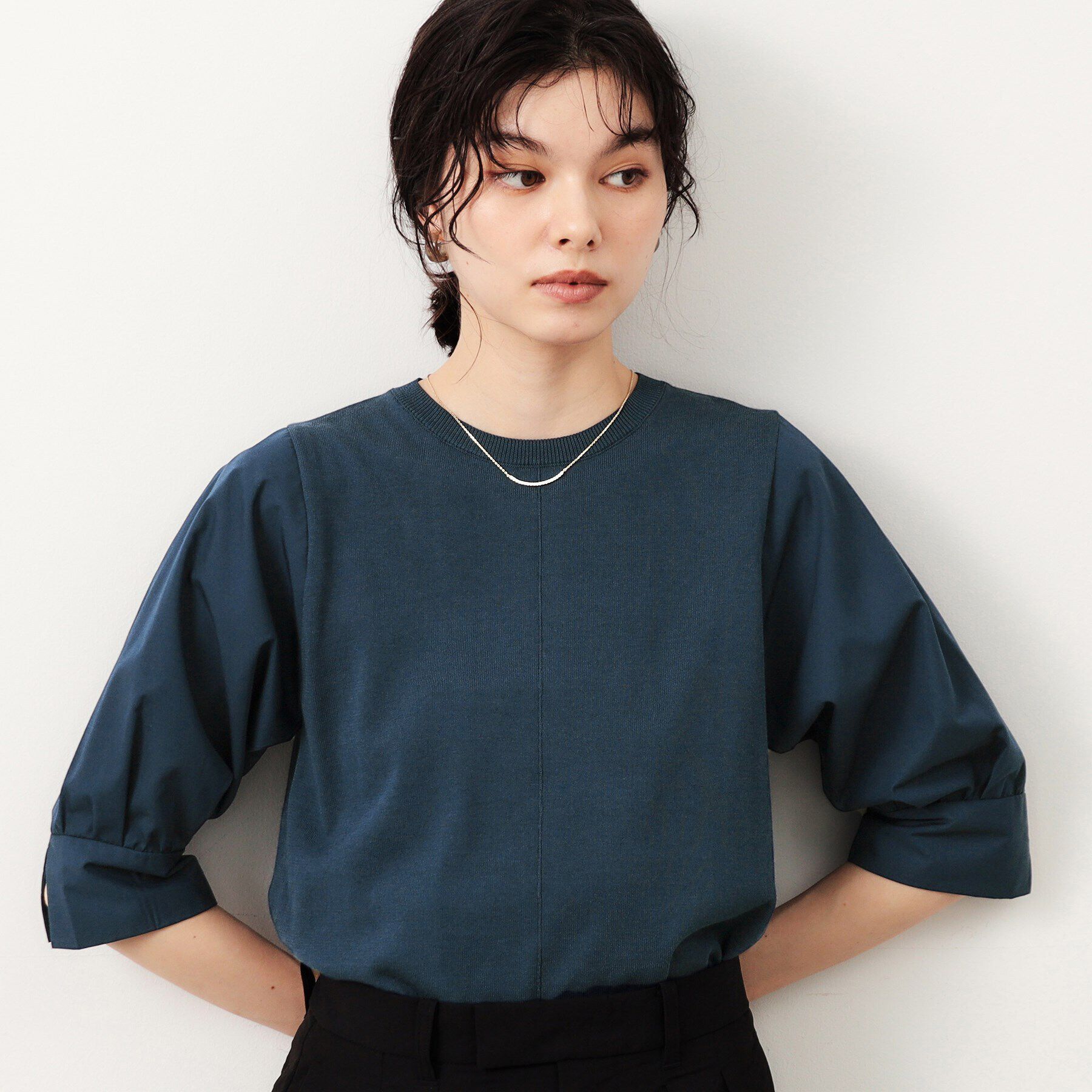 OPAQUE.CLIP「フハクスリーブドッキングニット【洗濯機洗い可/抗ピル】」|ニット・セーター|