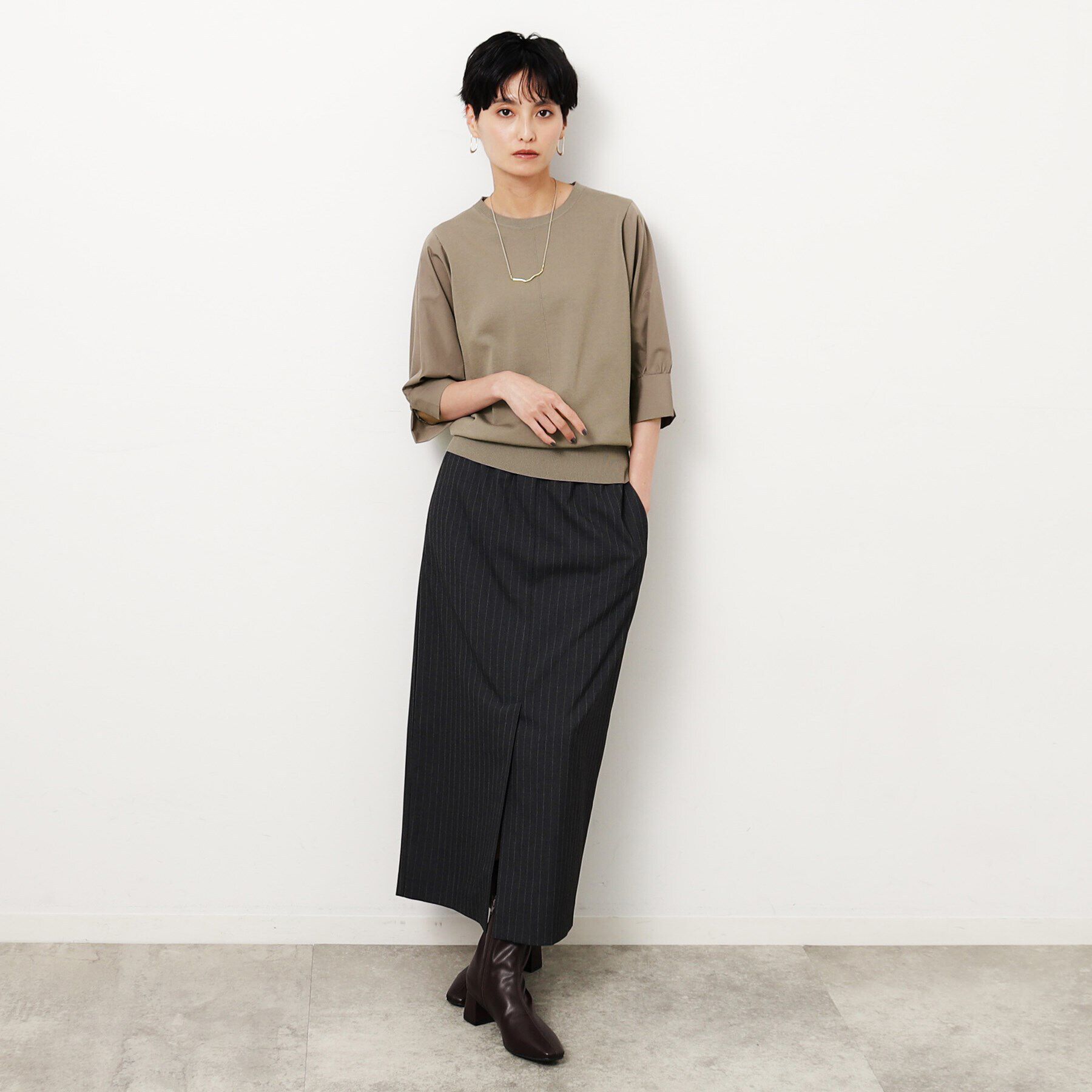 OPAQUE.CLIP「フハクスリーブドッキングニット【洗濯機洗い可/抗ピル】」|ニット・セーター|