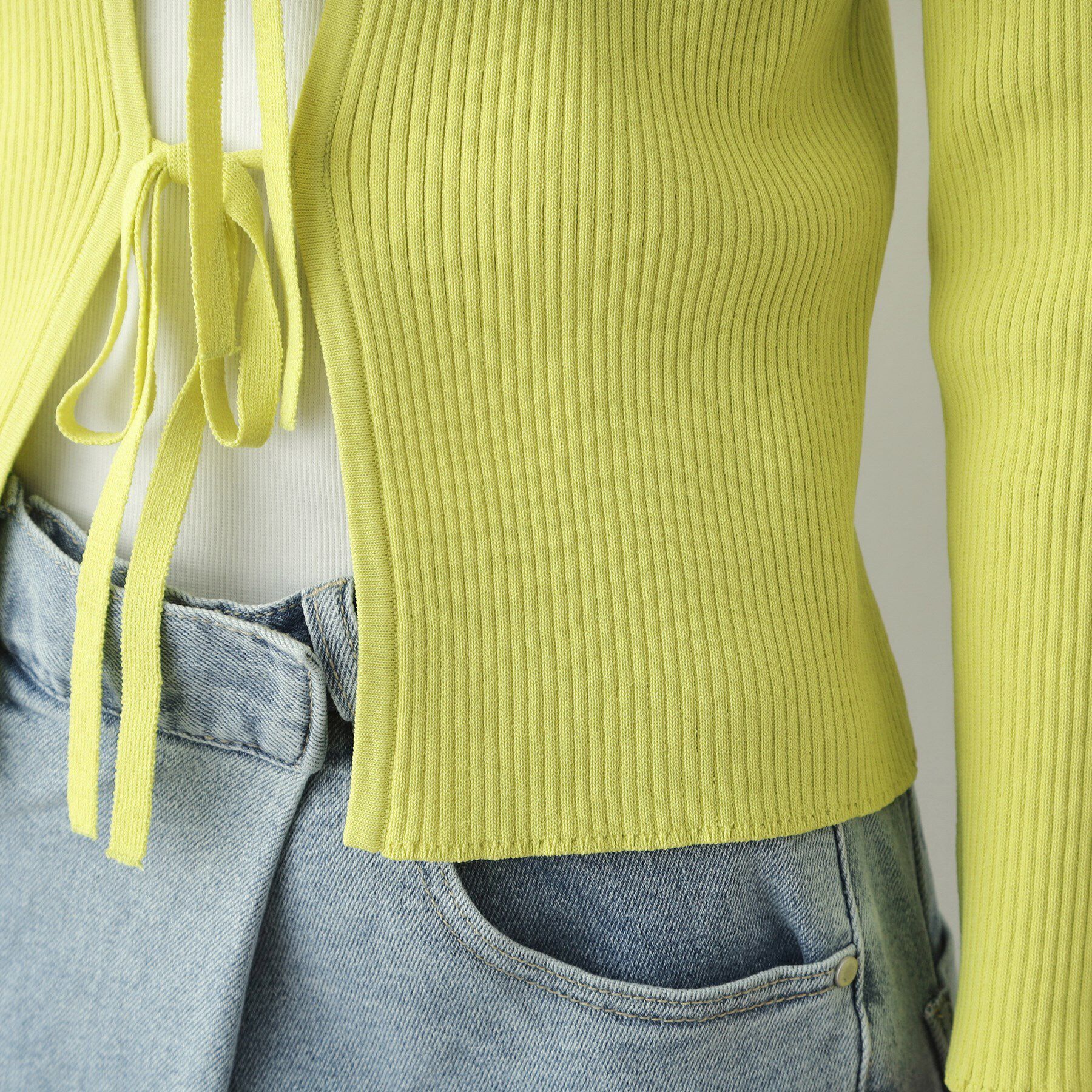 OPAQUE.CLIP「フロントリボン リブカーディガン【洗える/抗ピル】」|カーディガン|