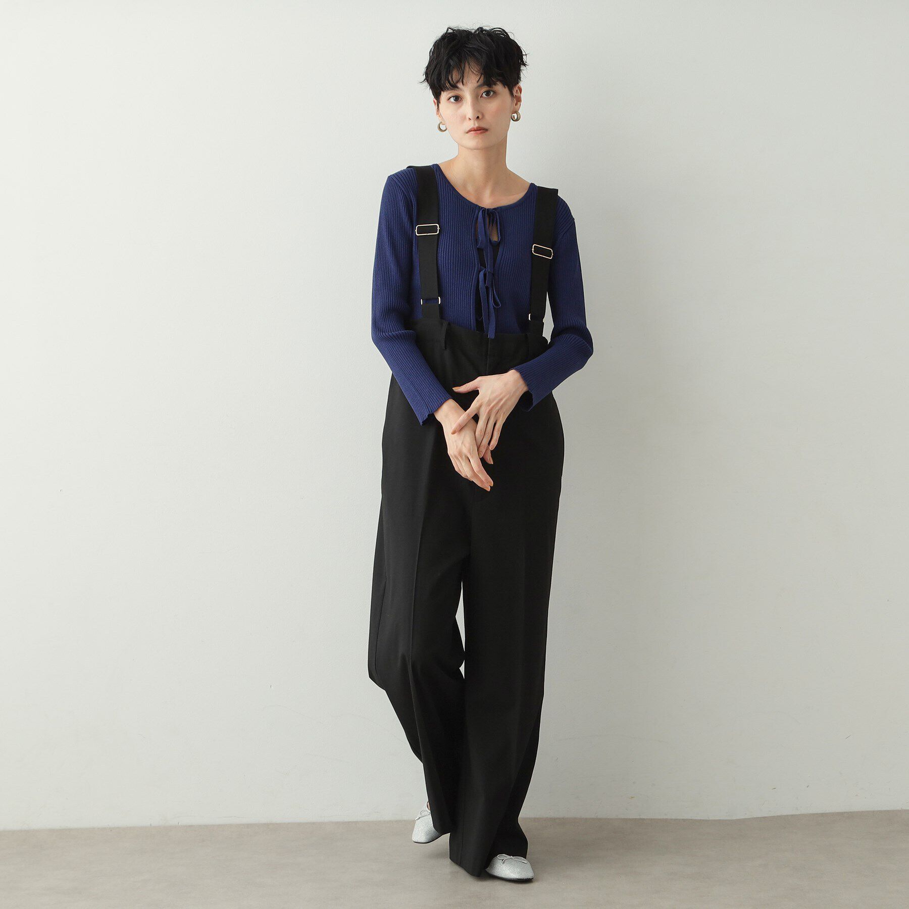 OPAQUE.CLIP「フロントリボン リブカーディガン【洗える/抗ピル】」|カーディガン|