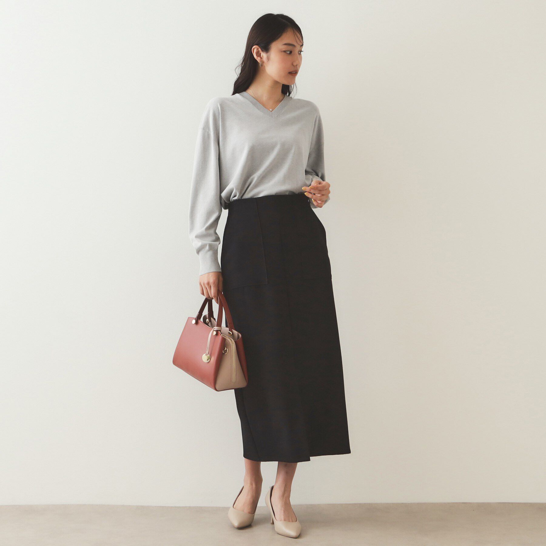 OPAQUE.CLIP「《S-LLsize》Vネックリラクシーニット【洗濯機洗い可/UVケア】」|ニット・セーター|