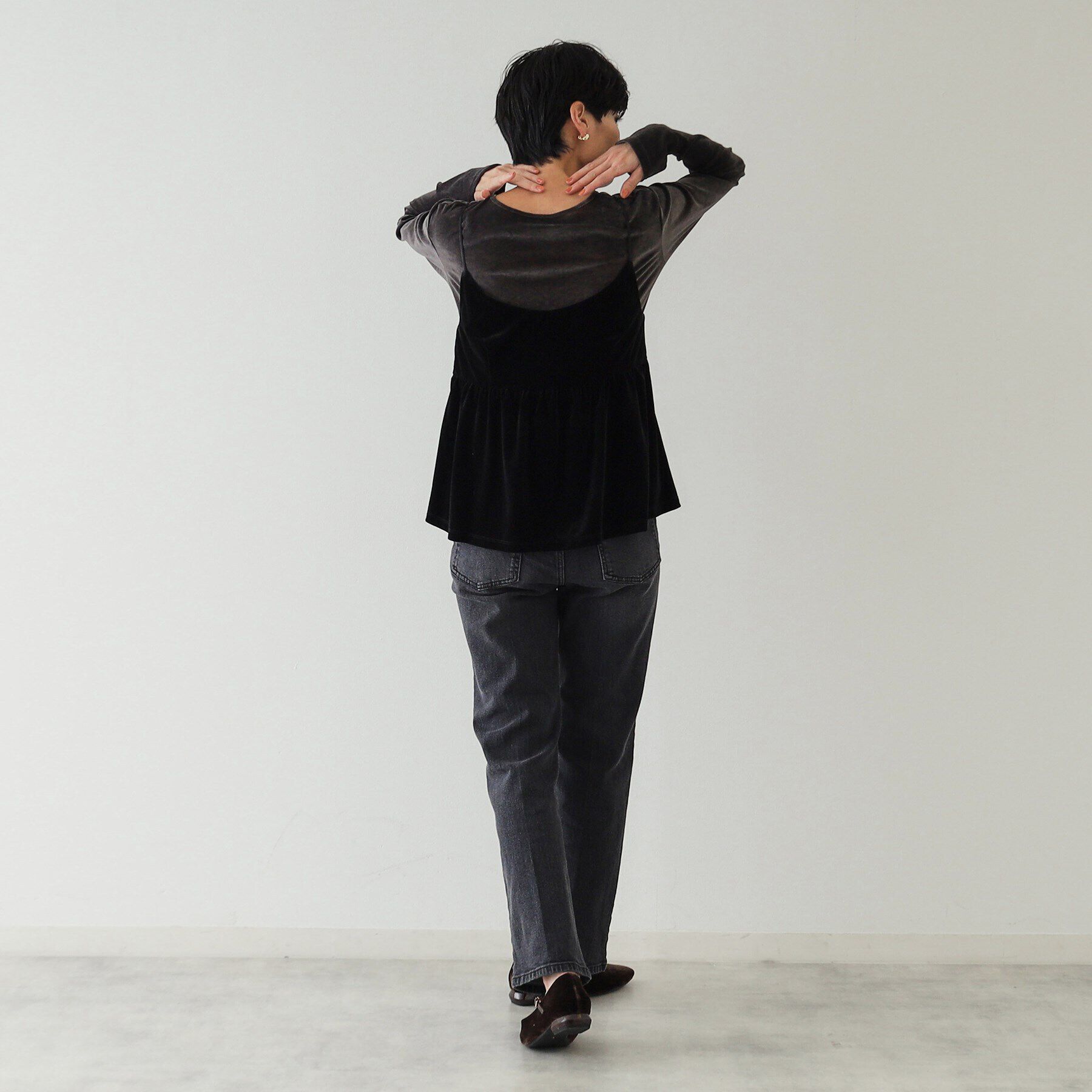 OPAQUE.CLIP「《美人百花掲載》ベロアキャミブラウス/セットアップ対応【洗濯機洗い可】」|キャミソール|