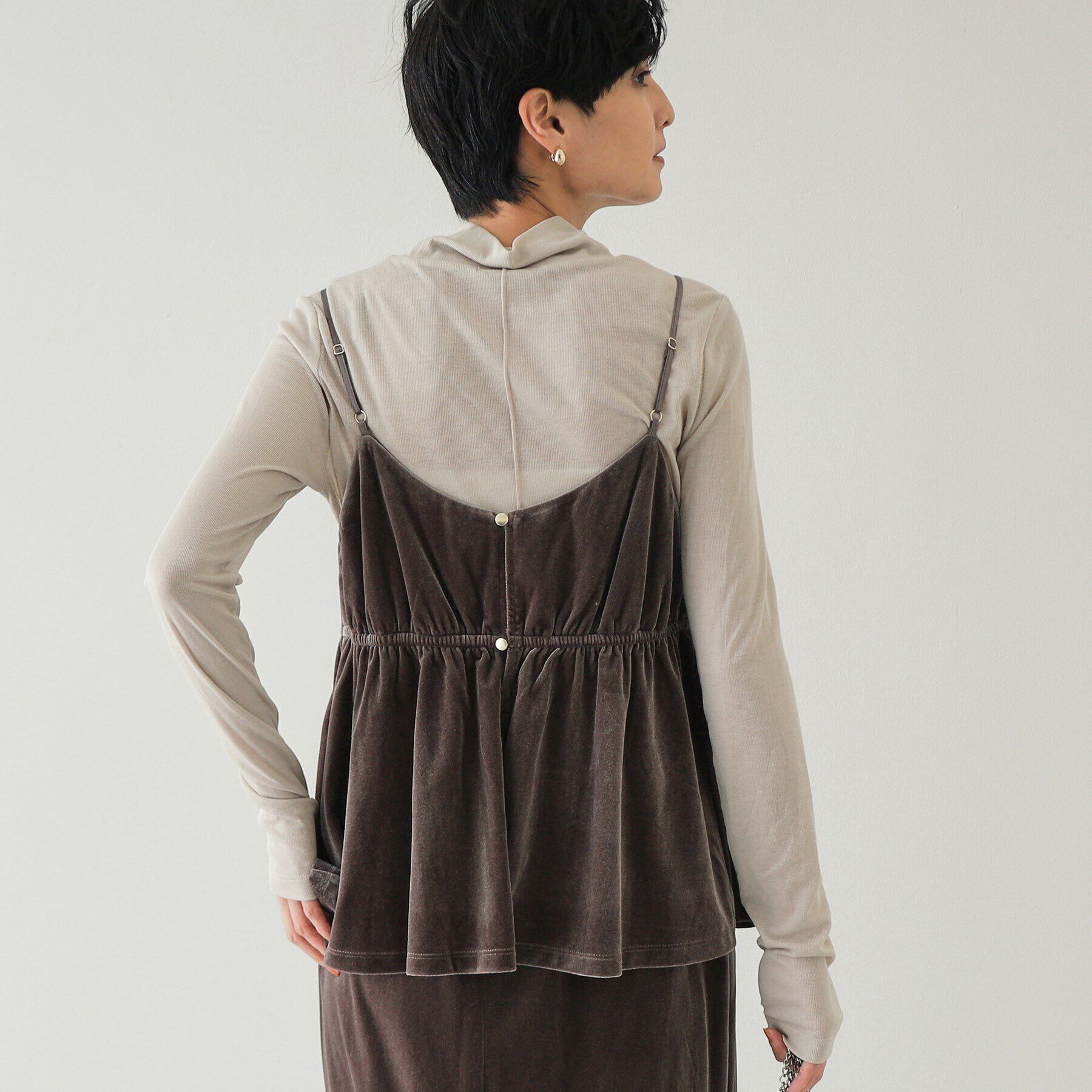 OPAQUE.CLIP「《美人百花掲載》ベロアキャミブラウス/セットアップ対応【洗濯機洗い可】」|キャミソール|