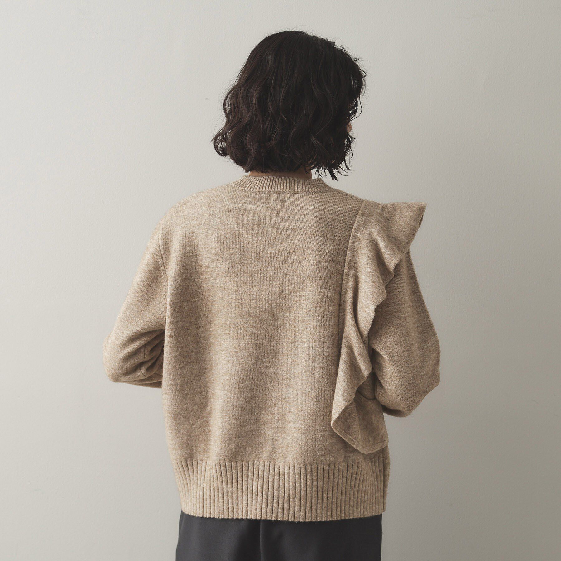 OPAQUE.CLIP「《美人百花掲載》アシメフリルミドルゲージニット【洗濯機洗い可】」|ニット・セーター|