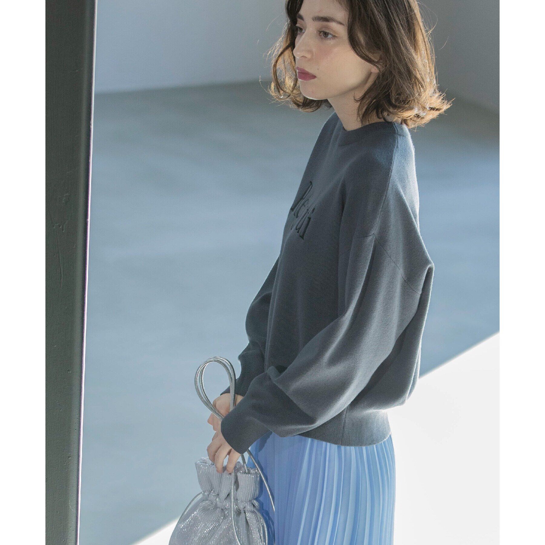 OPAQUE.CLIP「刺繍ロゴニット【洗濯機洗い可】」|ニット・セーター|