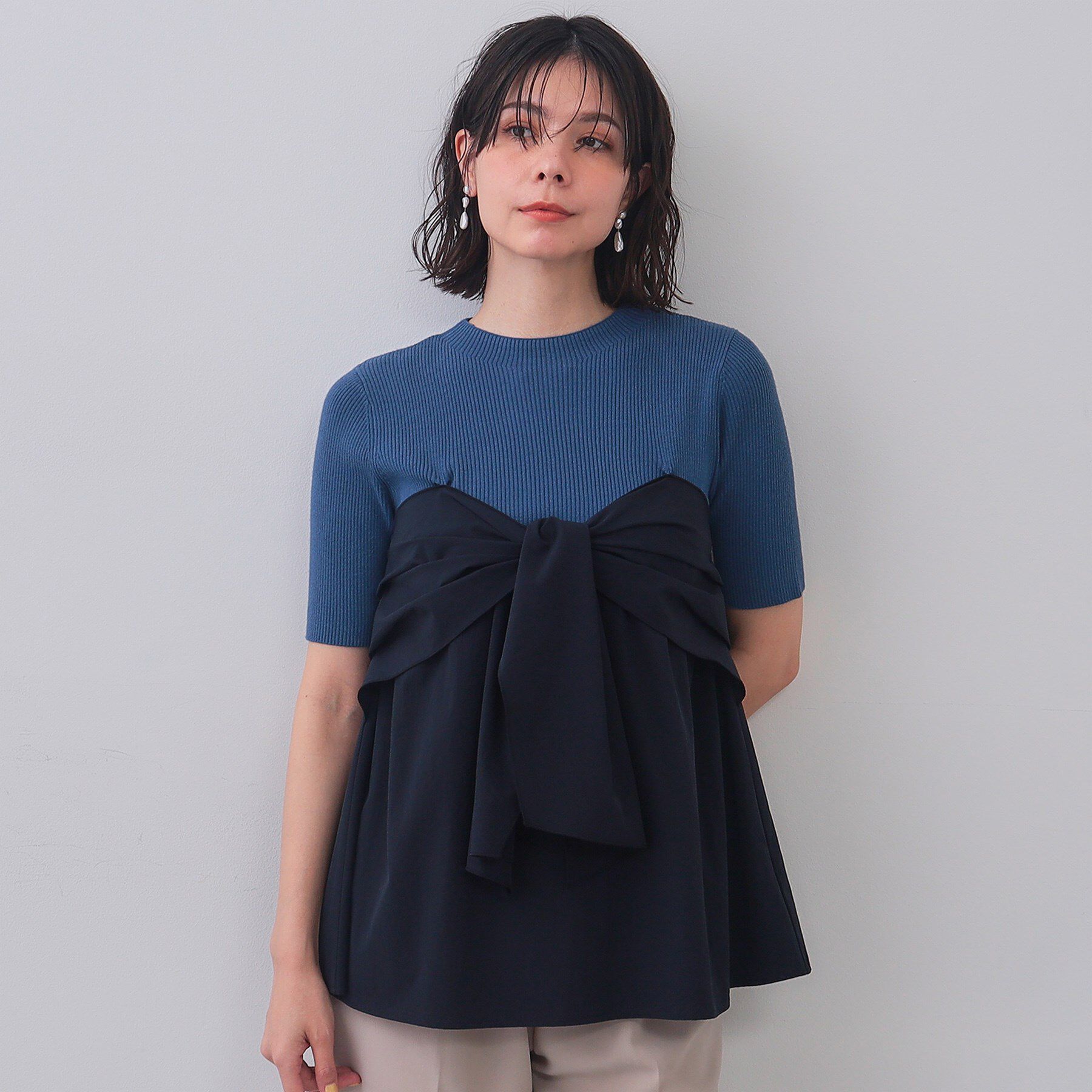 OPAQUE.CLIP「リボンビスチェドッキングニット【洗濯機洗い可】」|ニット・セーター|