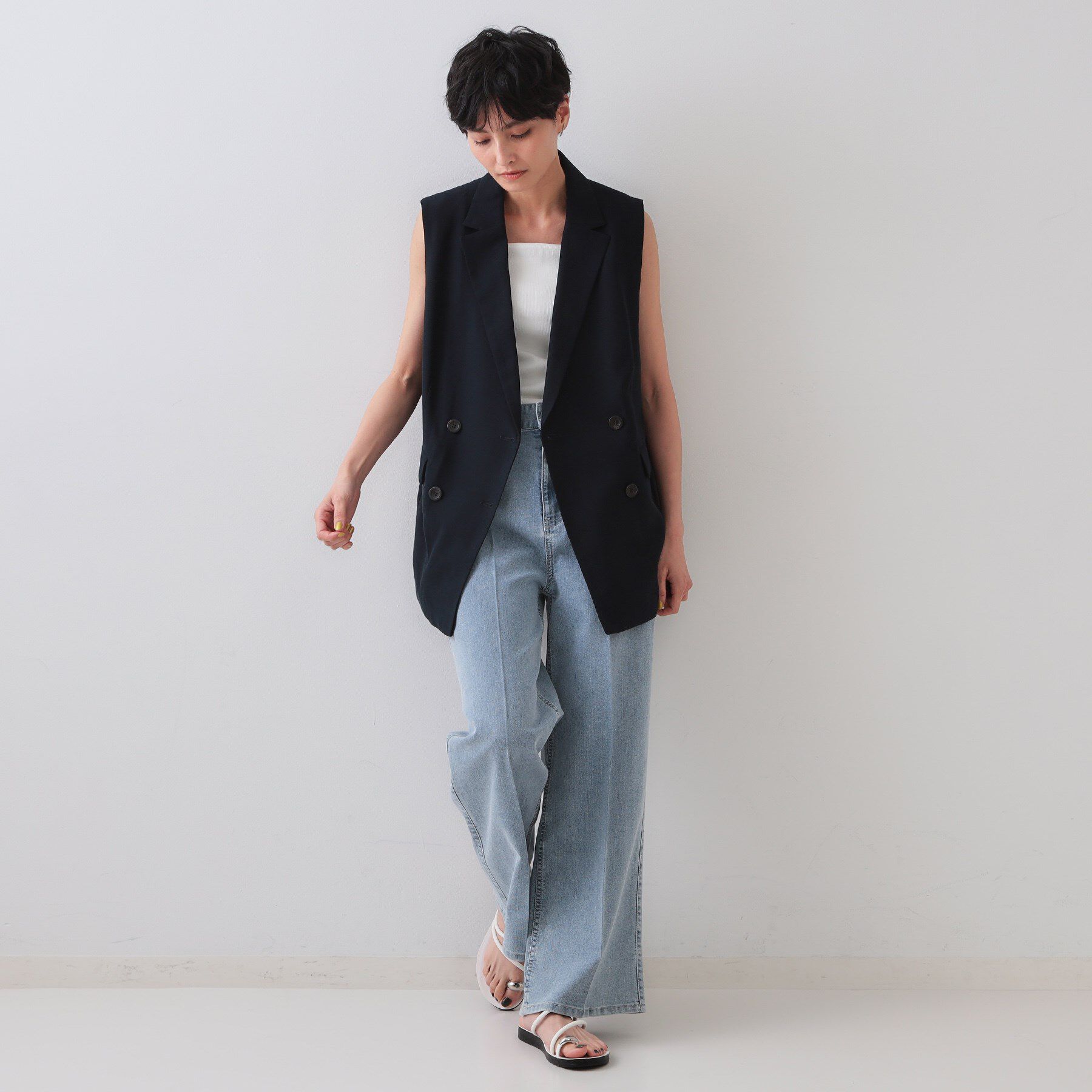 OPAQUE.CLIP「《美人百花掲載》テーラードジレ/セットアップ対応【洗える】」|ベスト・ジレ|