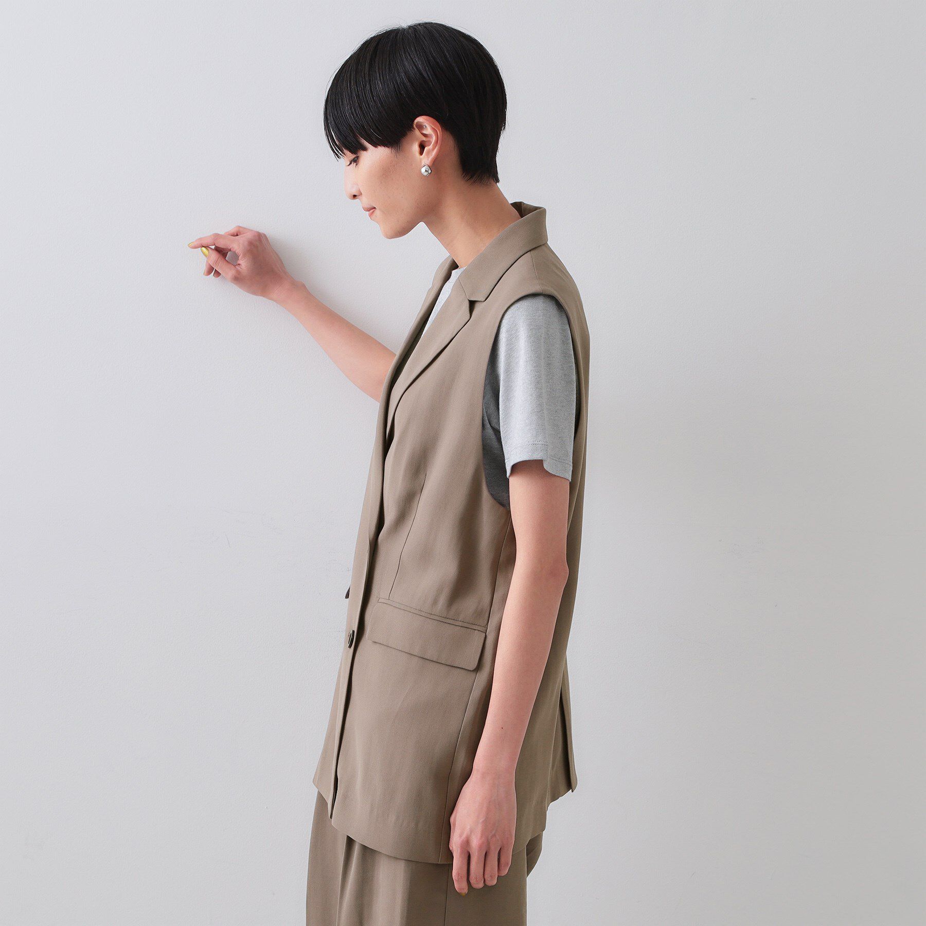 OPAQUE.CLIP「《美人百花掲載》テーラードジレ/セットアップ対応【洗える】」|ベスト・ジレ|