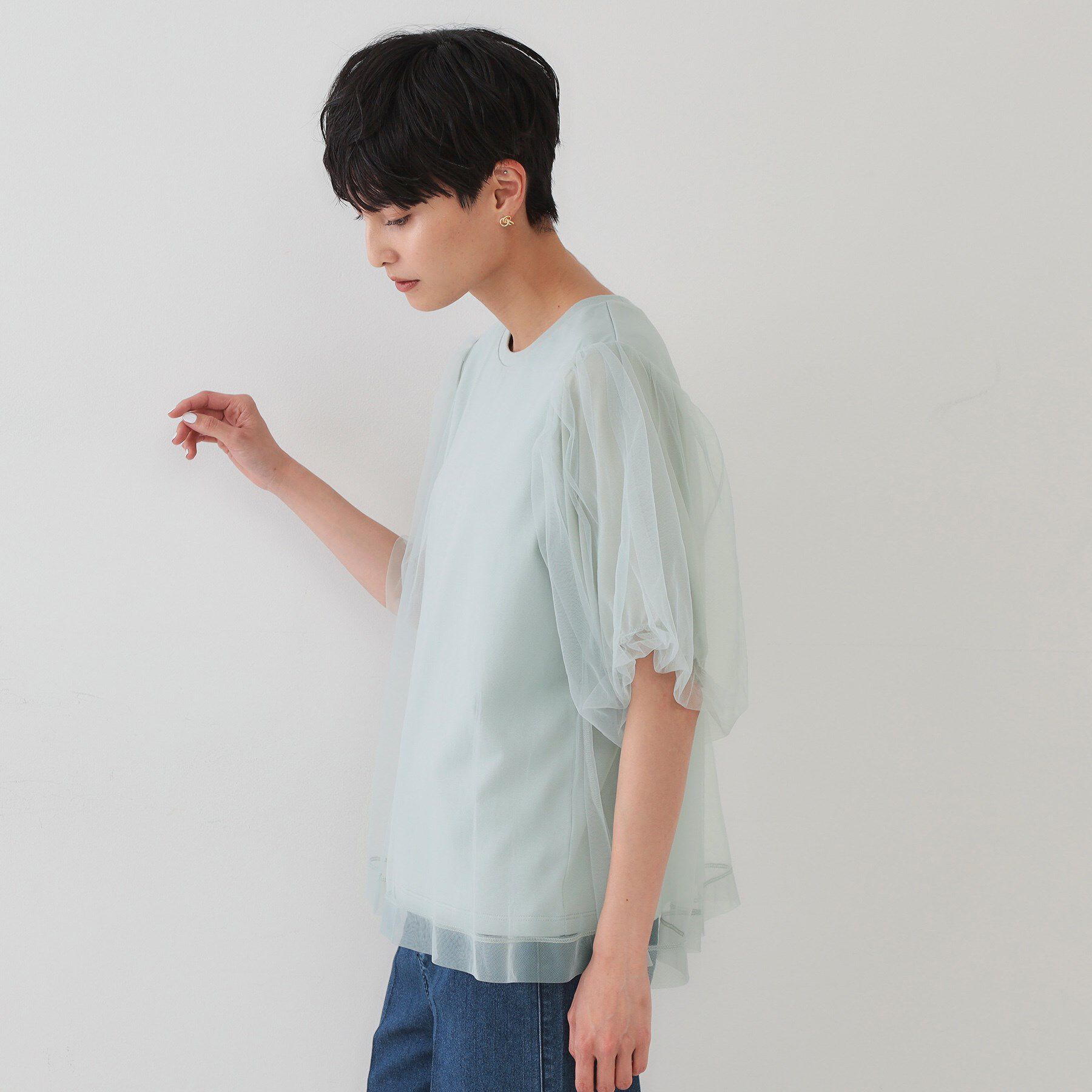 OPAQUE.CLIP「チュールレイヤードトップス【洗濯機洗い可】」|Tシャツ・カットソー|