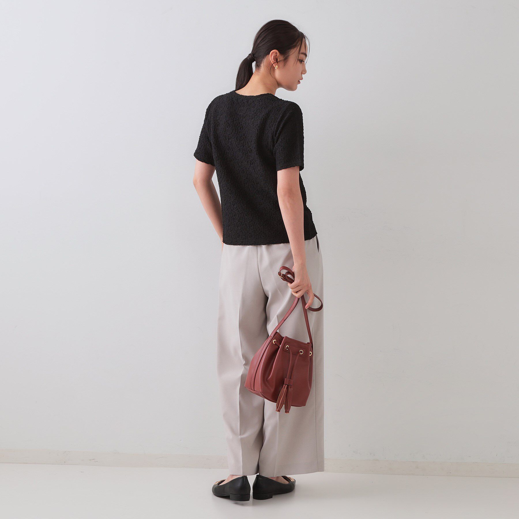 OPAQUE.CLIP「ふくれジャカードショートカットソー【洗濯機洗い可】」|Tシャツ・カットソー|