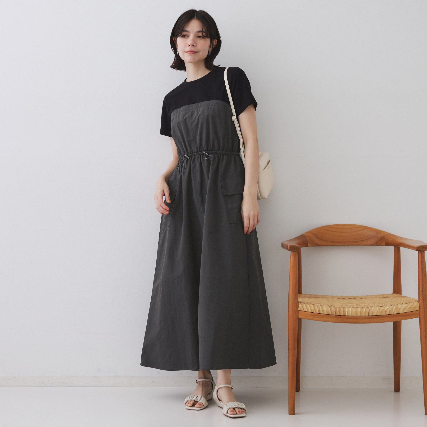 OPAQUE.CLIP「ドッキングワンピース【洗濯機洗い可】」|ワンピース|