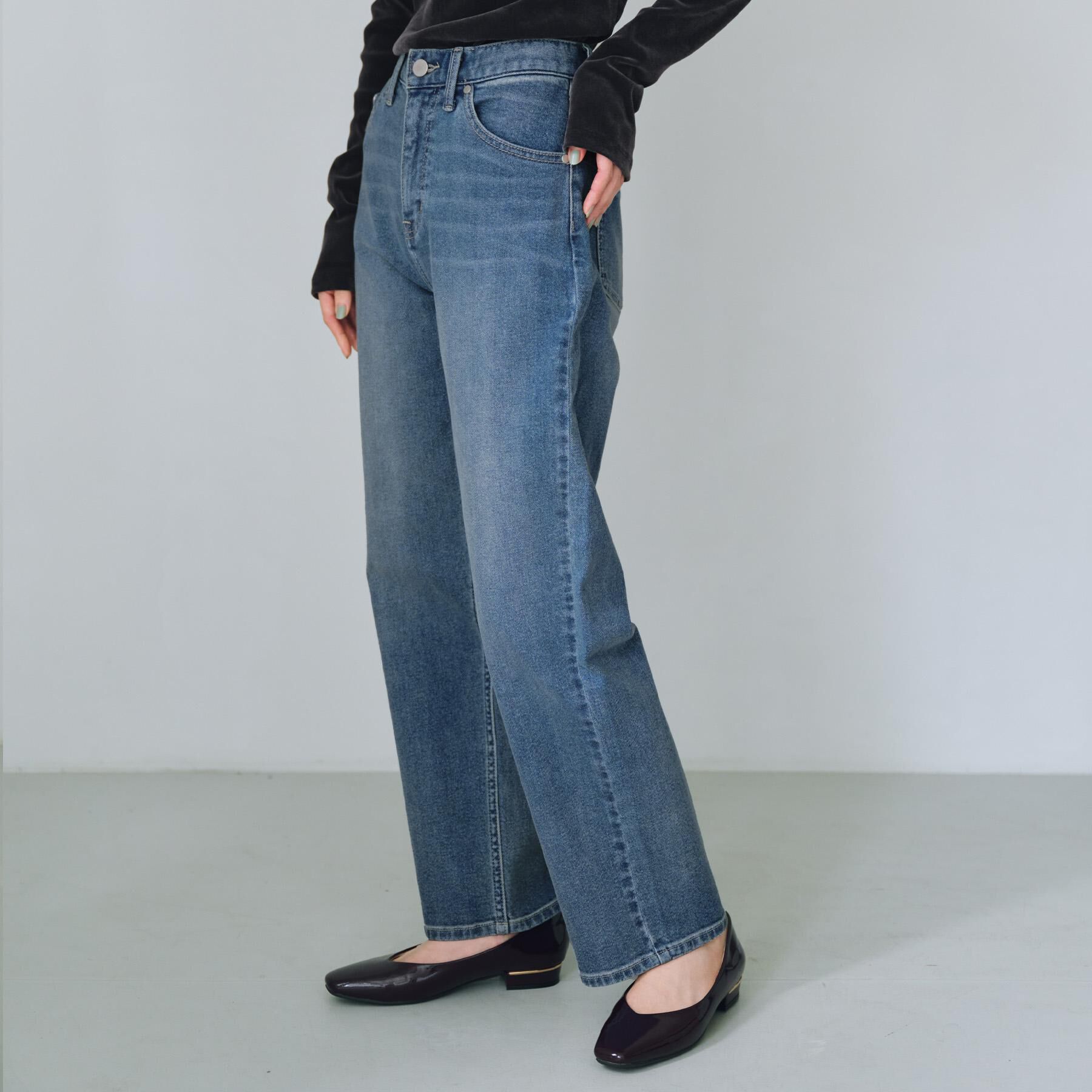 OPAQUE.CLIP「ストレッチストレートデニム【洗濯機洗い可】」|デニム|