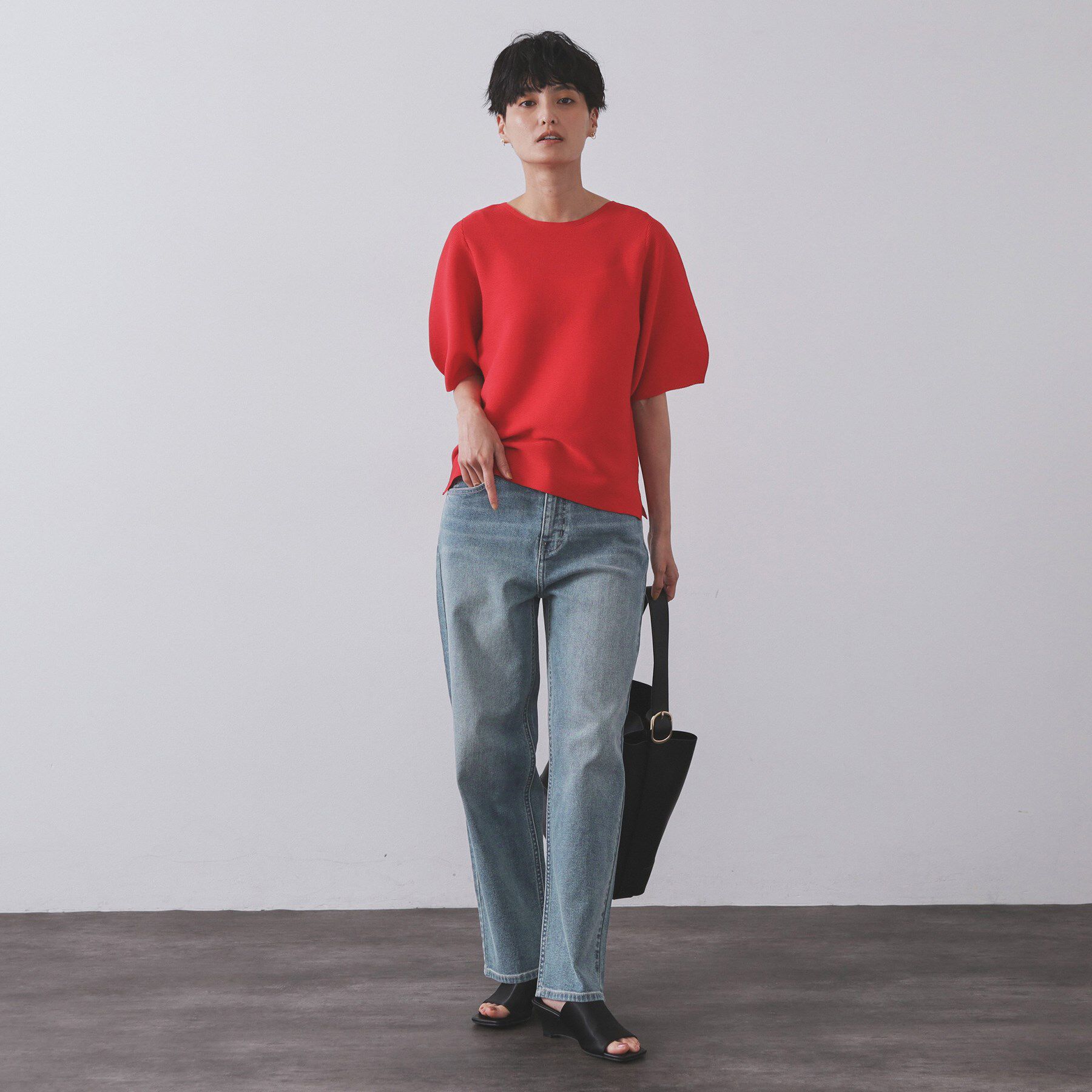 OPAQUE.CLIP「ストレッチストレートデニム【洗濯機洗い可】」|デニム|