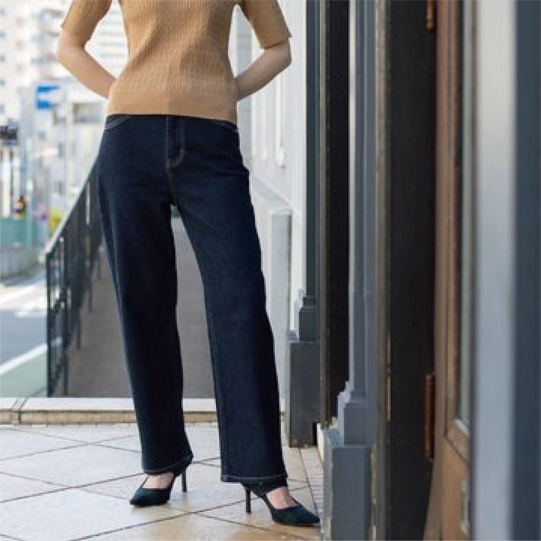 OPAQUE.CLIP「ストレッチストレートデニム【洗濯機洗い可】」|デニム|ネイビー(094)