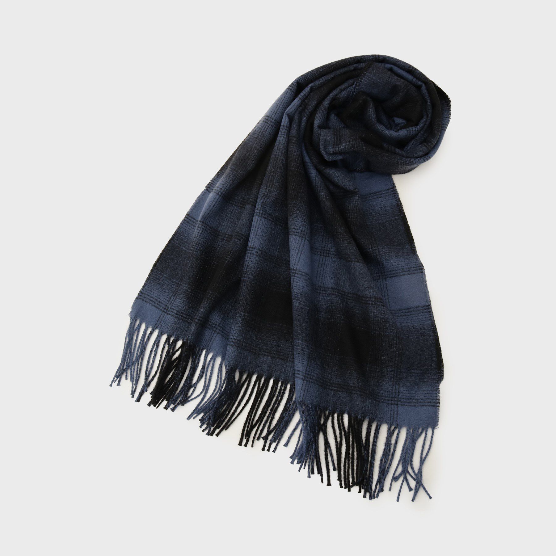 OPAQUE.CLIP「オンブレチェック大判ストール」|ストール|ブルー(893)