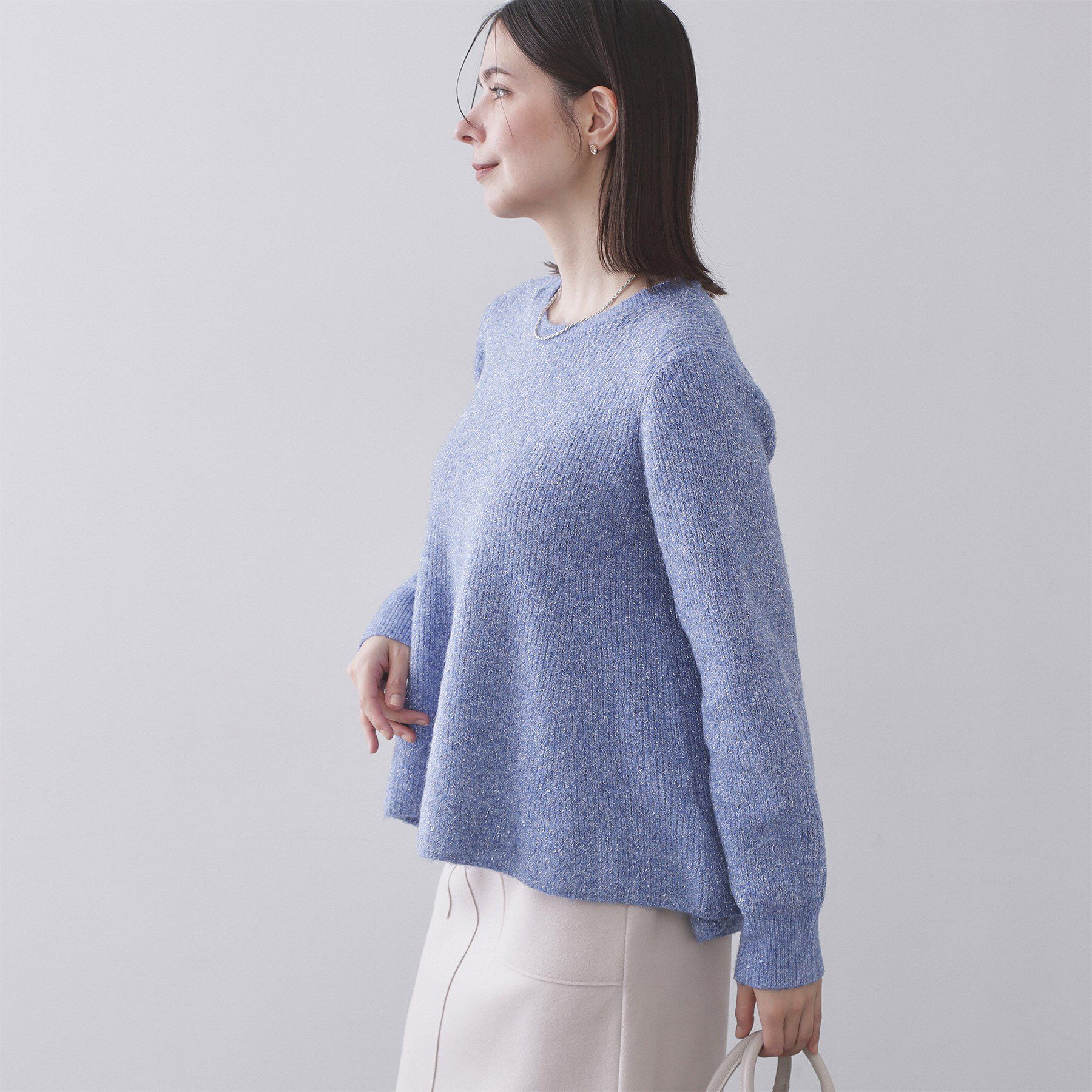 OPAQUE.CLIP「スパンコールラメ衿2WAYペプラムニット【洗濯機OK】」|ニット・セーター|