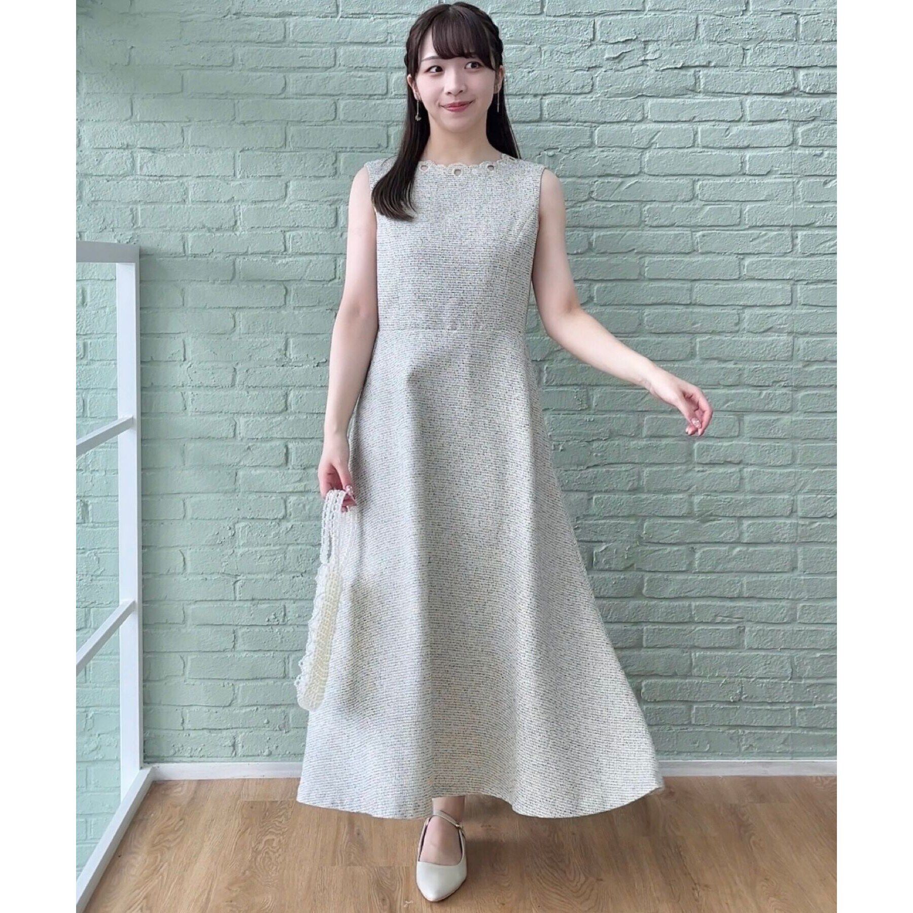 Couture broach「【美シルエット・上品ワンピ】エンブロネック ツイードワンピ」|ワンピース|