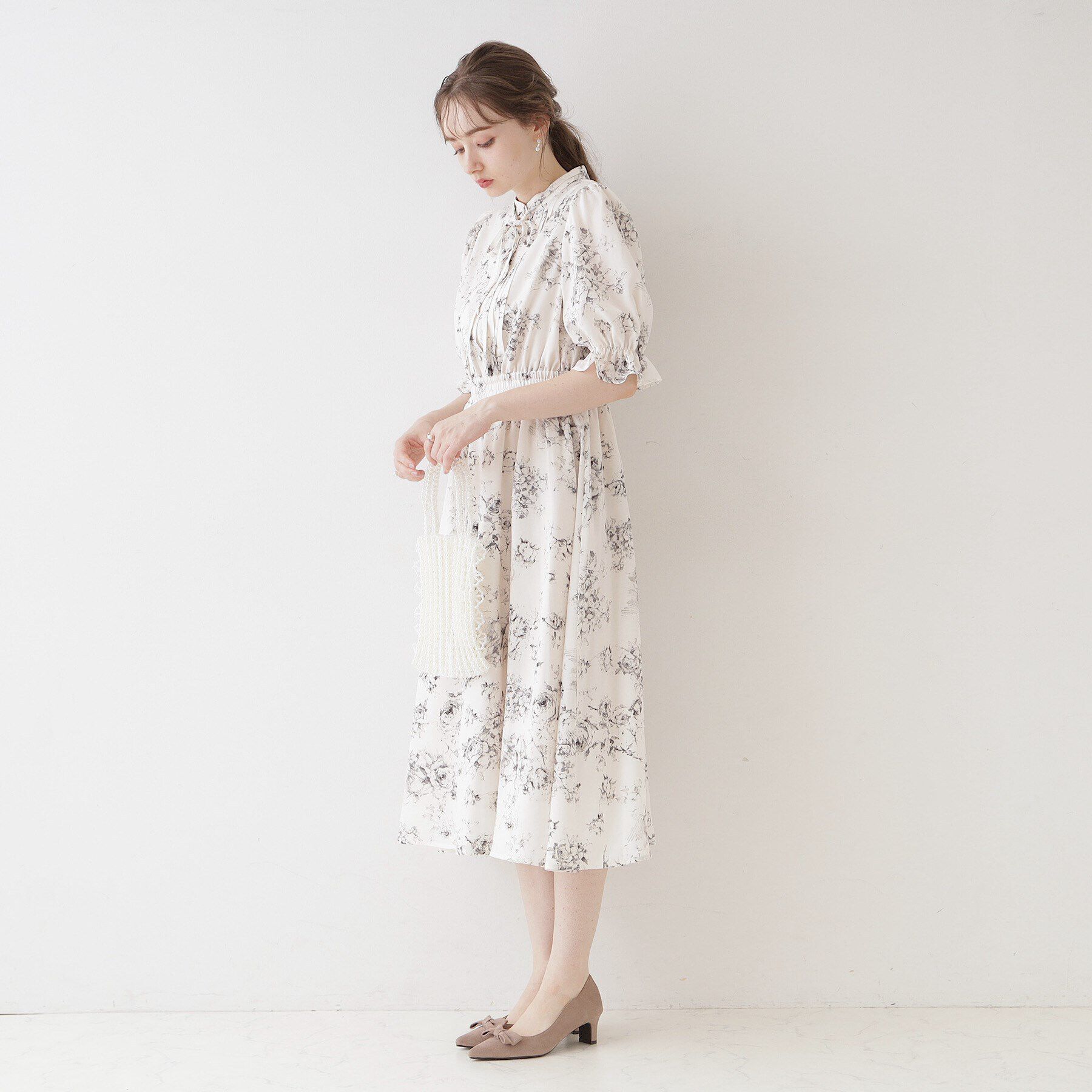 Couture broach「【オトナのためのクラシカルワンピ】花柄5分袖ワンピース」|ワンピース|