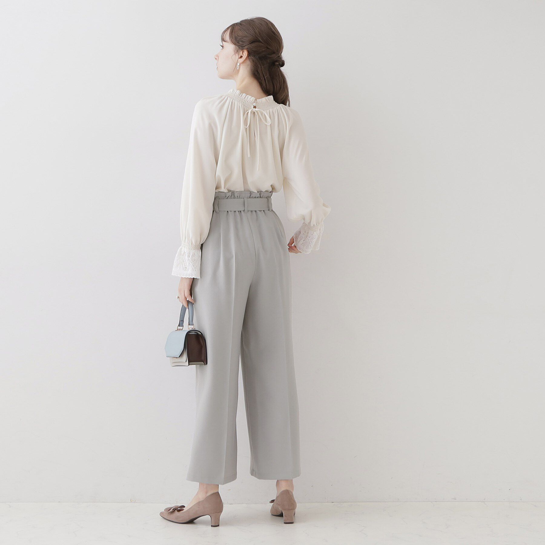 Couture broach「【ほんのりハイウエスト・スッキリ見え】サス付きリボンワイドパンツ」|その他|