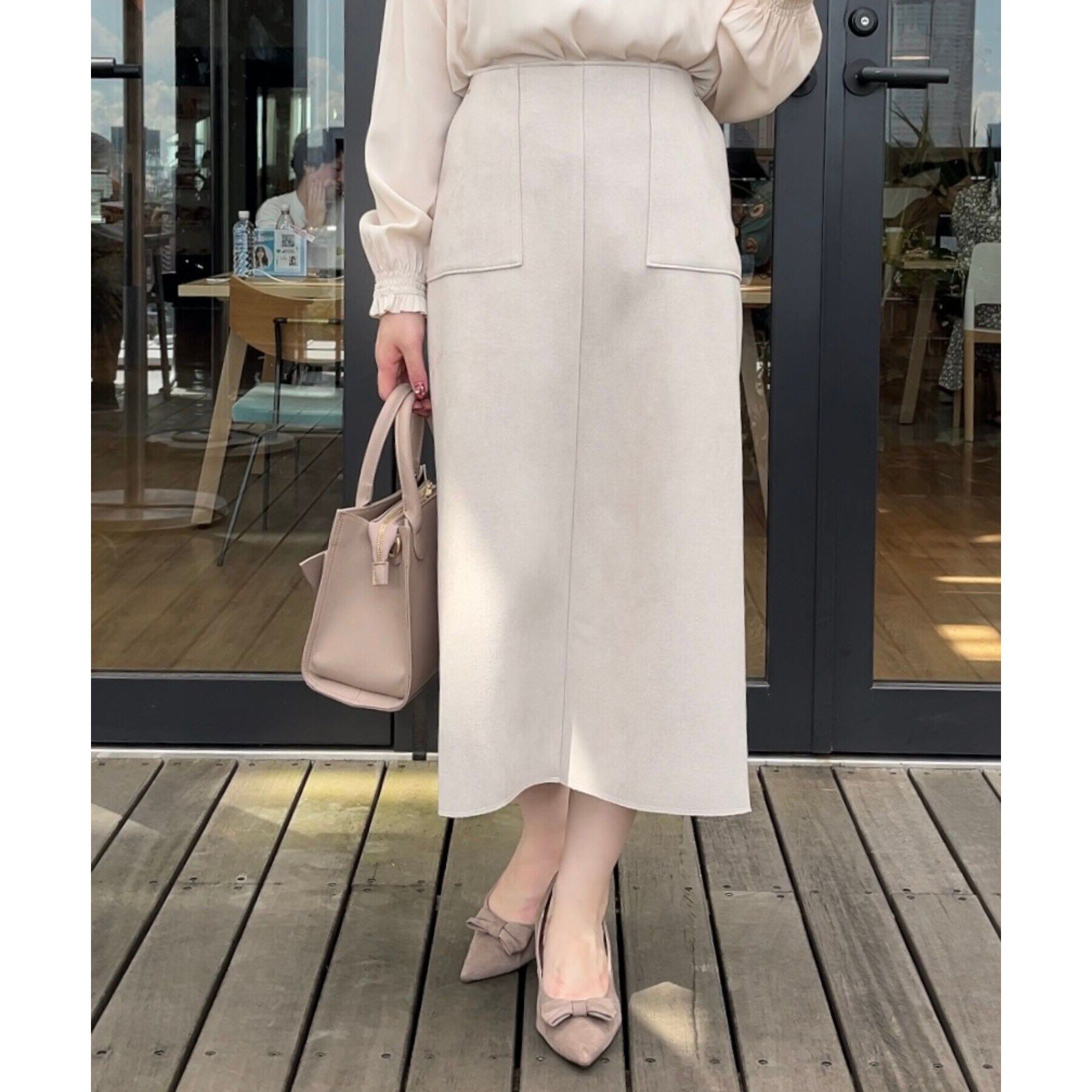 Couture broach「【理想的な縦ライン・美脚効果】フェイクスエードダンボールスカート」|スカート|