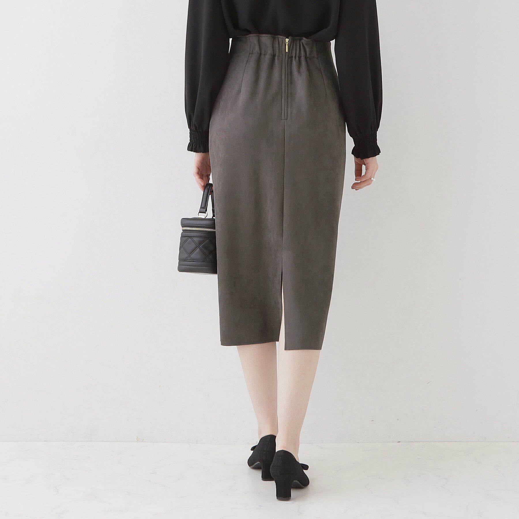 Couture broach「【理想的な縦ライン・美脚効果】フェイクスエードダンボールスカート」|スカート|