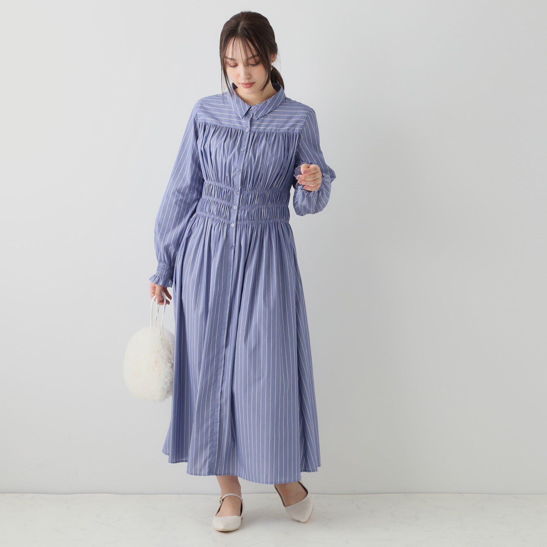 Couture broach「シャーリングシャツワンピース」|ワンピース|