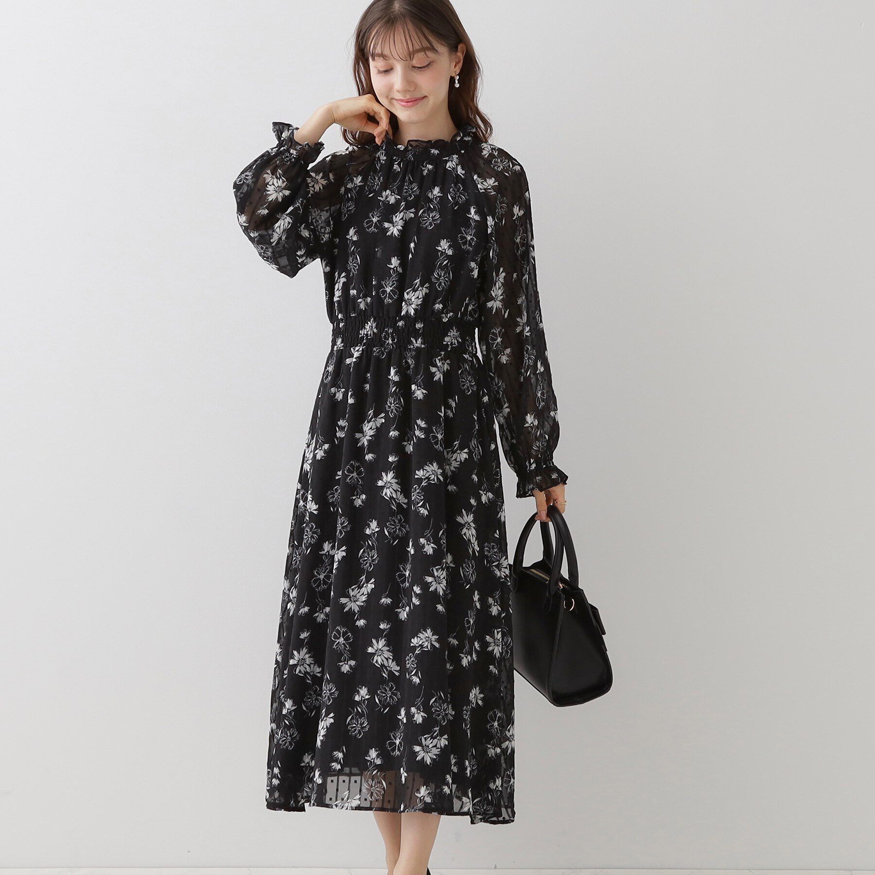Couture broach「【洗える・一枚で着映える】フラワージャカードワンピース」|ワンピース|
