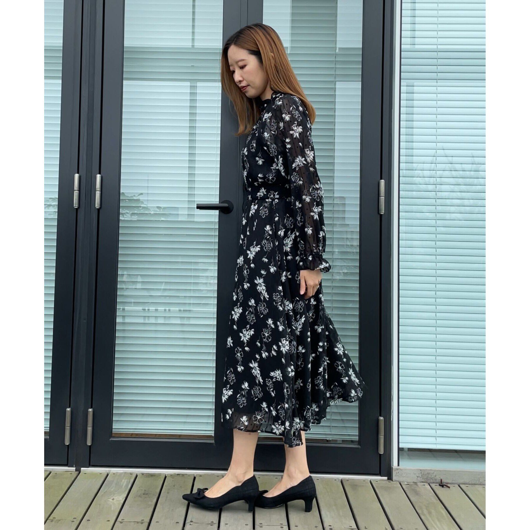 Couture broach「【洗える・一枚で着映える】フラワージャカードワンピース」|ワンピース|