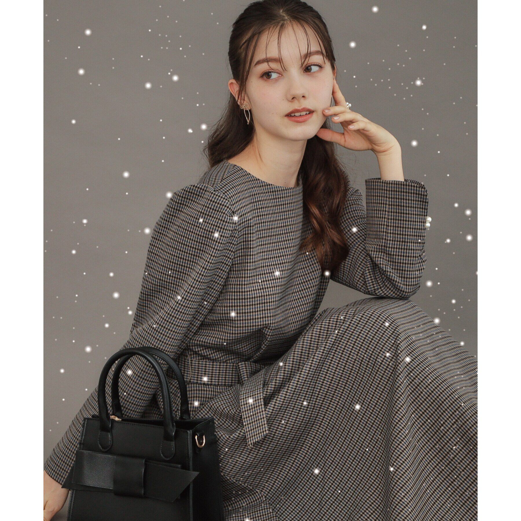 Couture broach「【レディを高める】千鳥チェック柄令嬢ワンピース」|ワンピース|ﾌﾞﾙｰ(293)