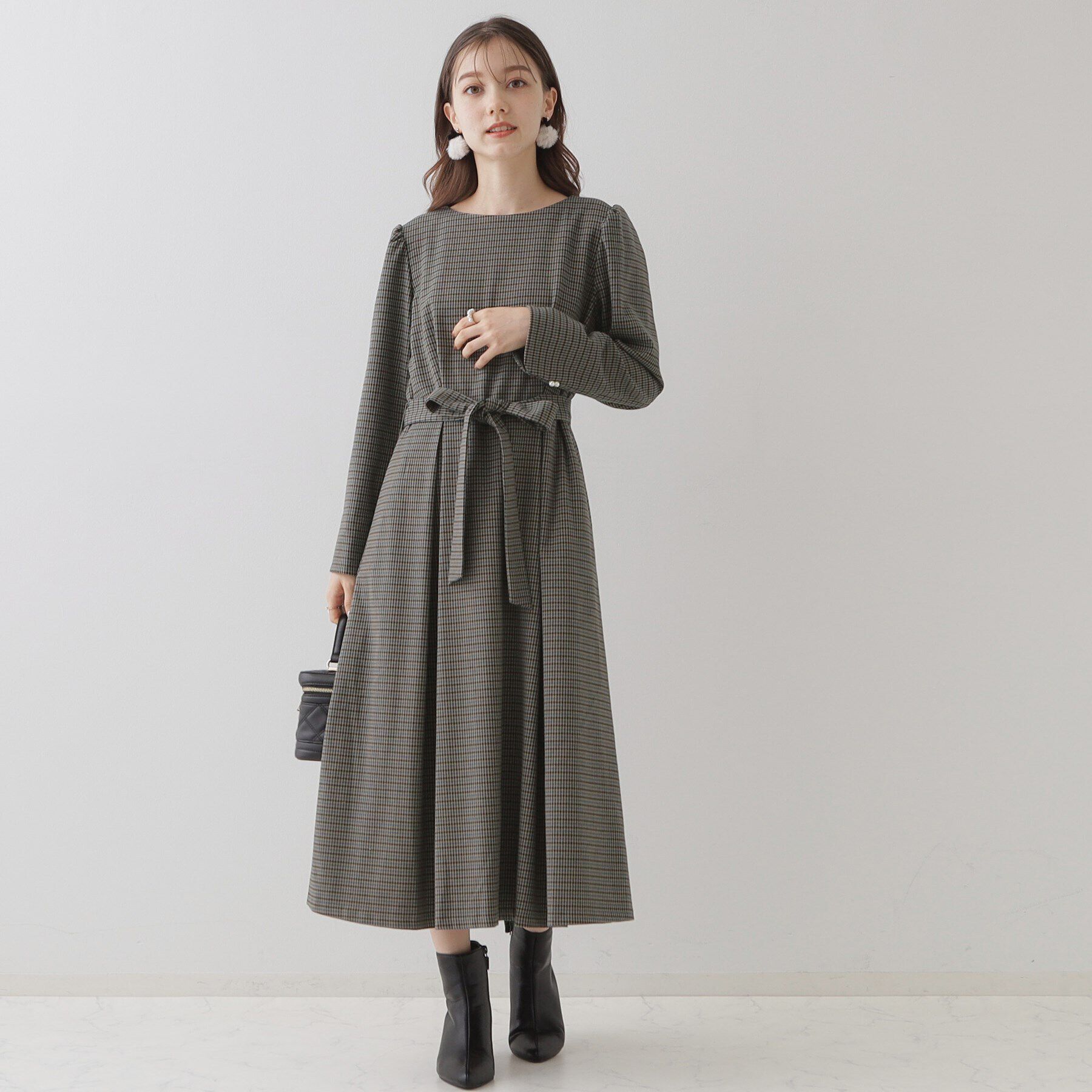 Couture broach「【レディを高める】千鳥チェック柄令嬢ワンピース」|ワンピース|