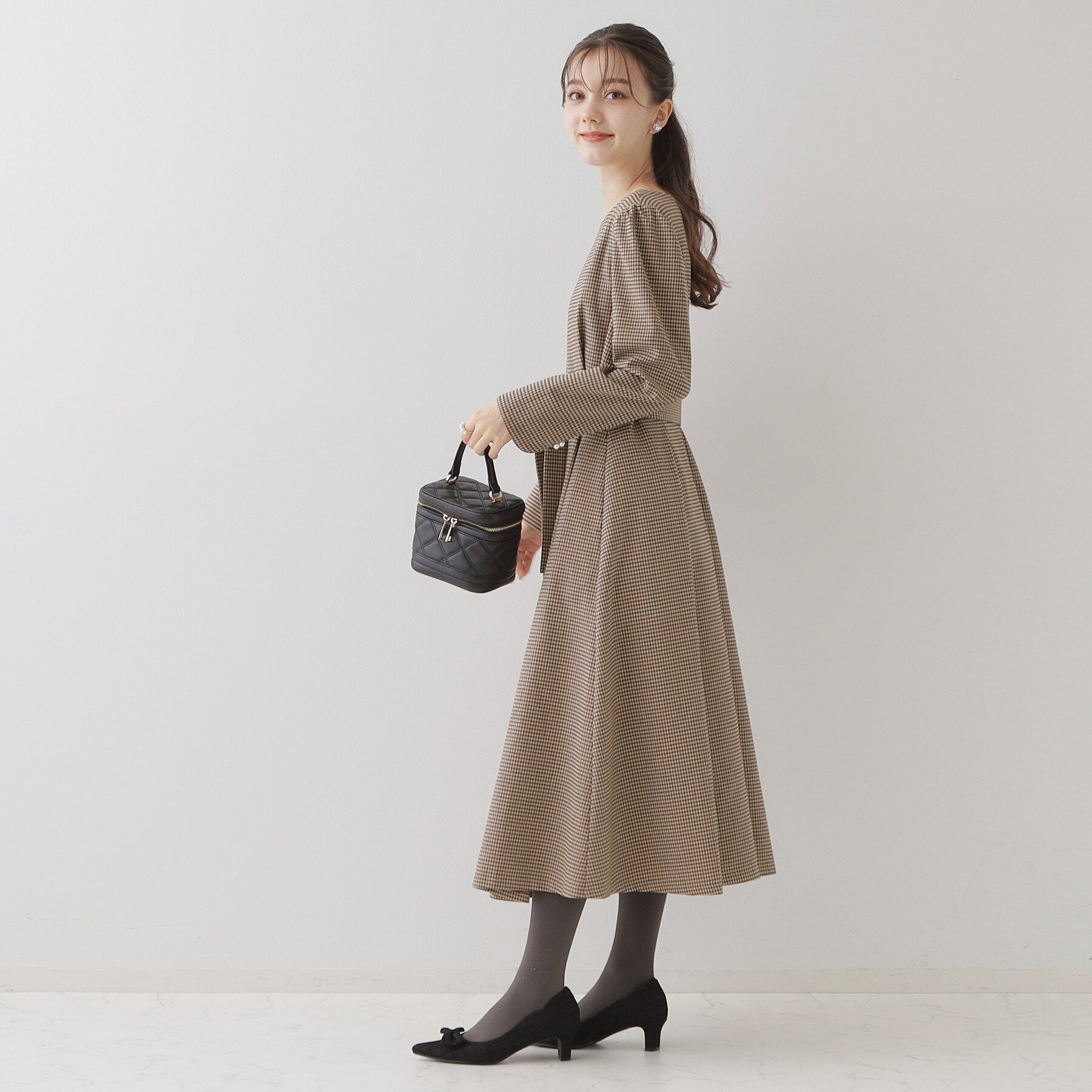 Couture broach「【レディを高める】千鳥チェック柄令嬢ワンピース」|ワンピース|