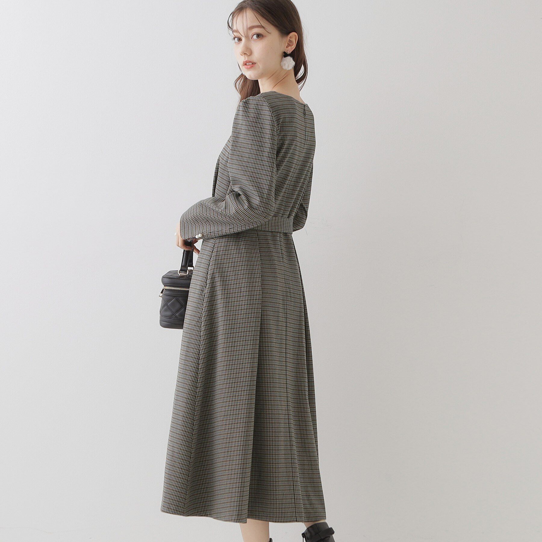 Couture broach「【レディを高める】千鳥チェック柄令嬢ワンピース」|ワンピース|