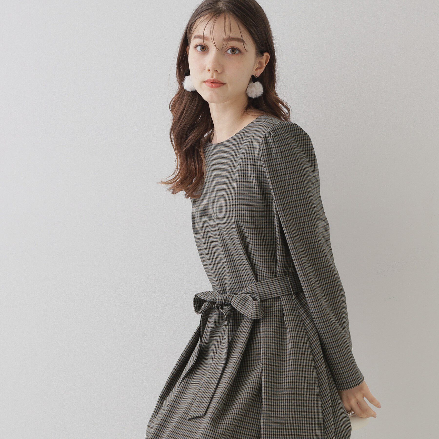 Couture broach「【レディを高める】千鳥チェック柄令嬢ワンピース」|ワンピース|