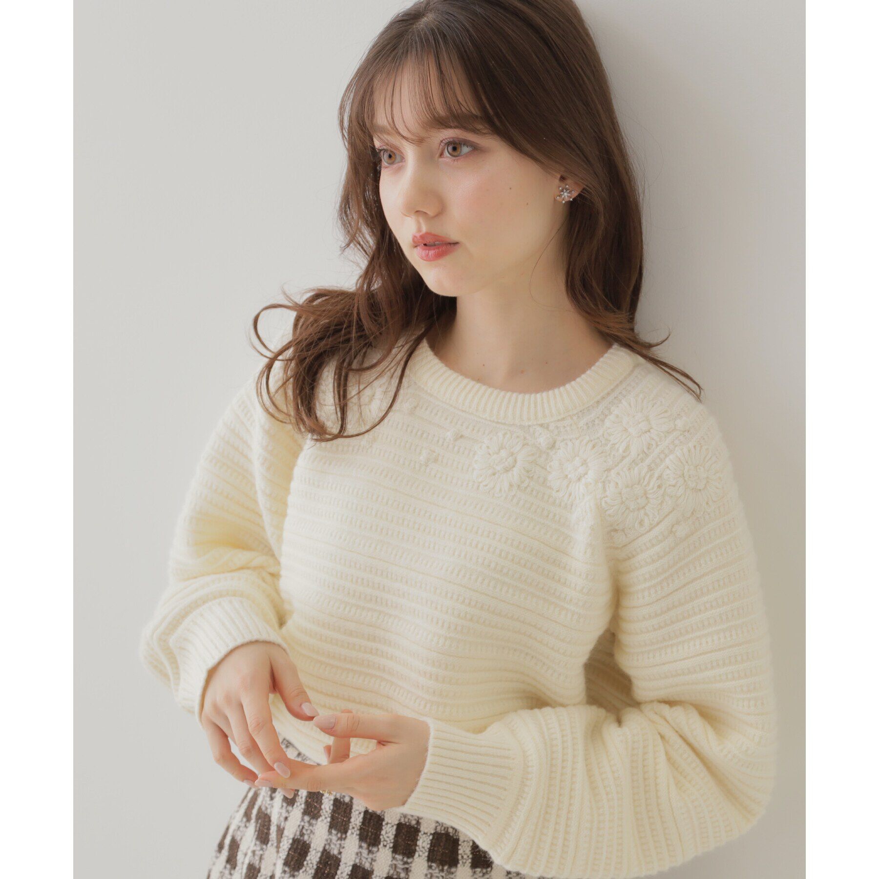 Couture broach「【レディな華やかニット】エンブロフラワーニット」|ニット・セーター|ｱｲﾎﾞﾘｰ(004)