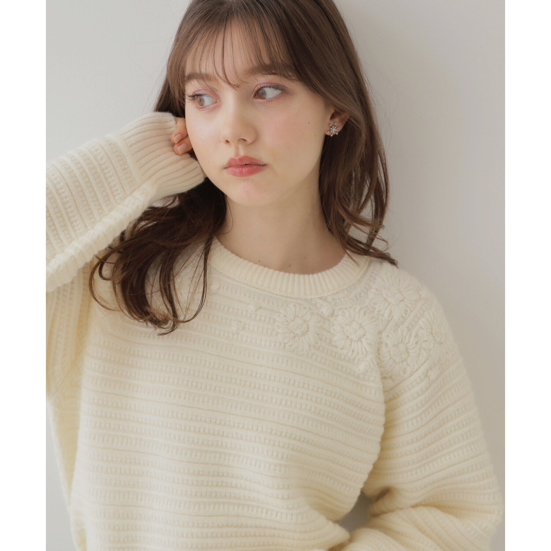 Couture broach「【レディな華やかニット】エンブロフラワーニット」|ニット・セーター|