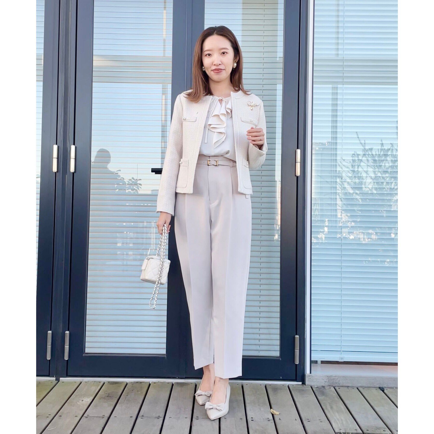 Couture broach「【セレモニーシーン/ON・OFF使える】杢ツイードノーカラージャケット」|ノーカラージャケット|