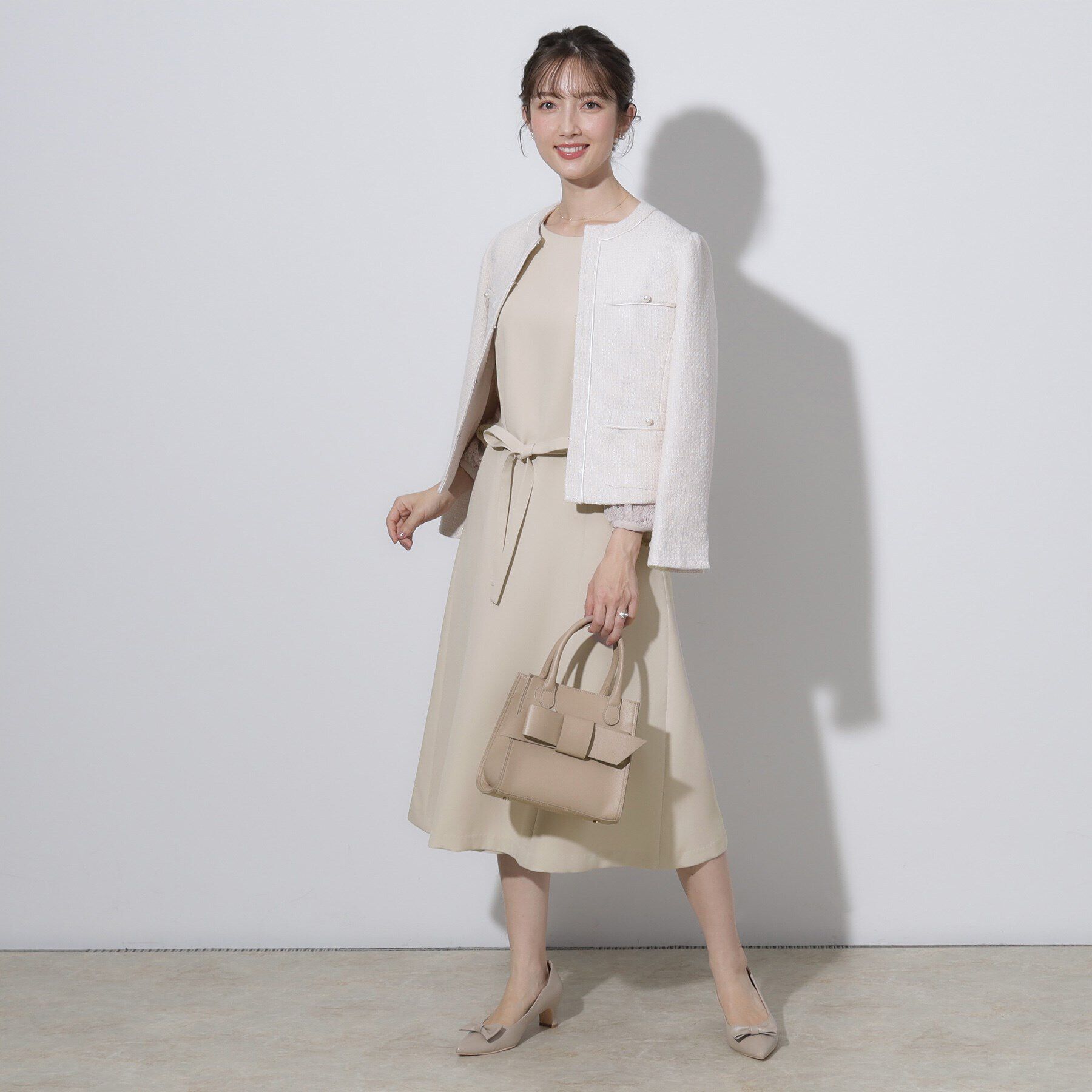 Couture broach「【セレモニーシーン・おでかけにも】袖レースAラインワンピース」|ワンピース|