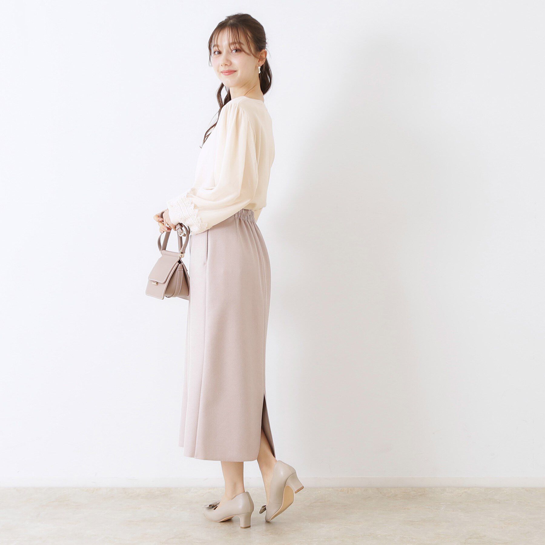 Couture broach「【大人フェミニン・ぽわん袖】レース・チュールドッキングニット」|ニット・セーター|