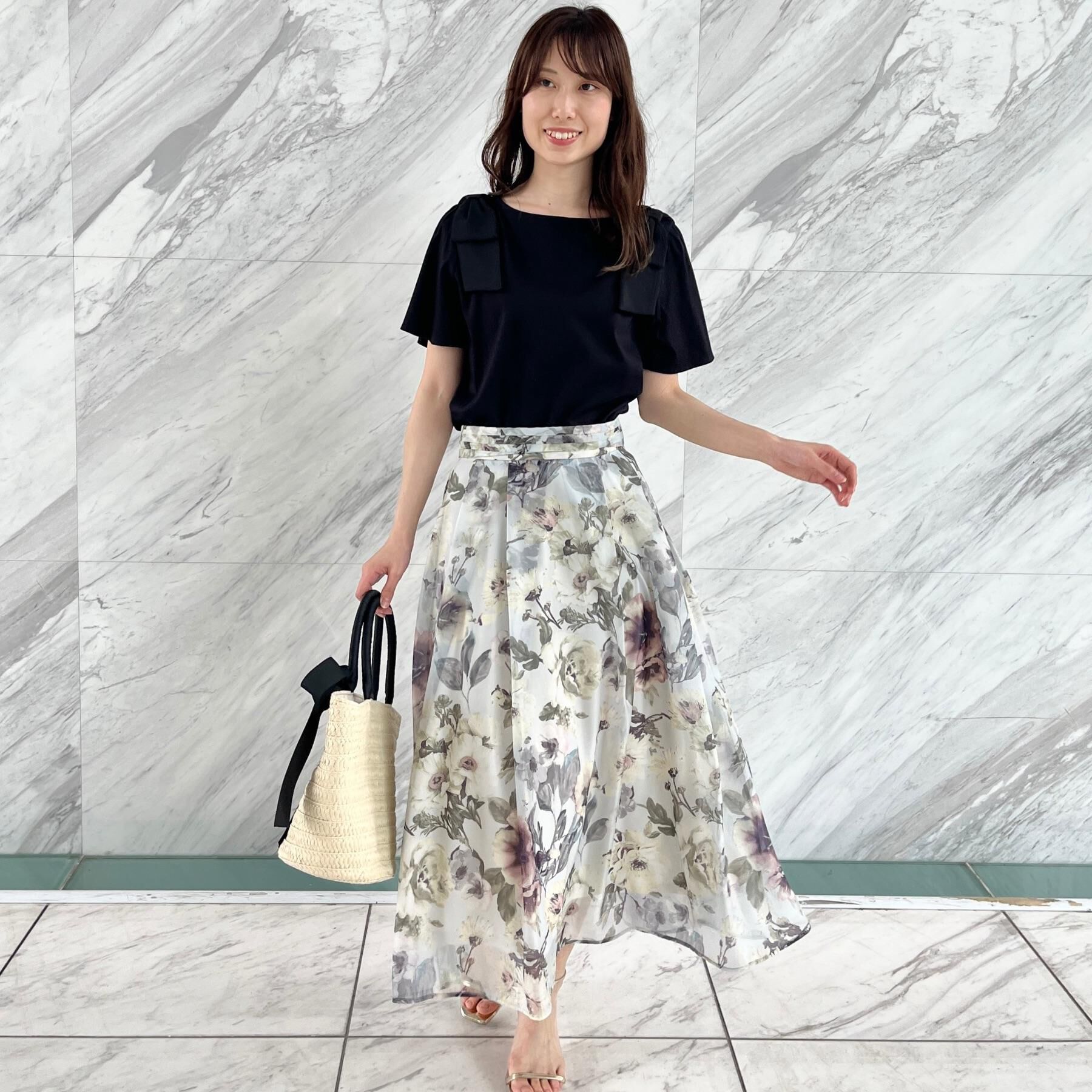 Couture broach「【リボン・マシンウォッシャブル・UV機能・接触冷感】肩リボントップス」|Tシャツ・カットソー|