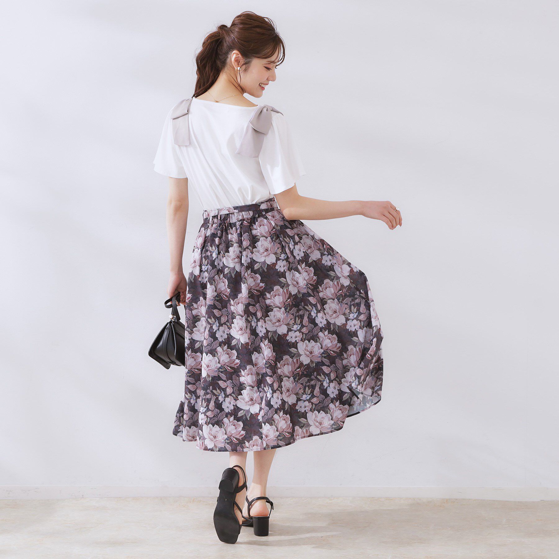 Couture broach「【リボン・マシンウォッシャブル・UV機能・接触冷感】肩リボントップス」|Tシャツ・カットソー|