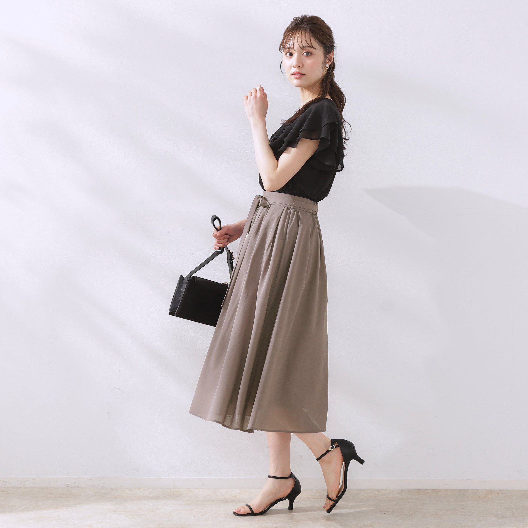 Couture broach「【きれいめ・通勤】細リボン付きパレットボイルスカート」|スカート|