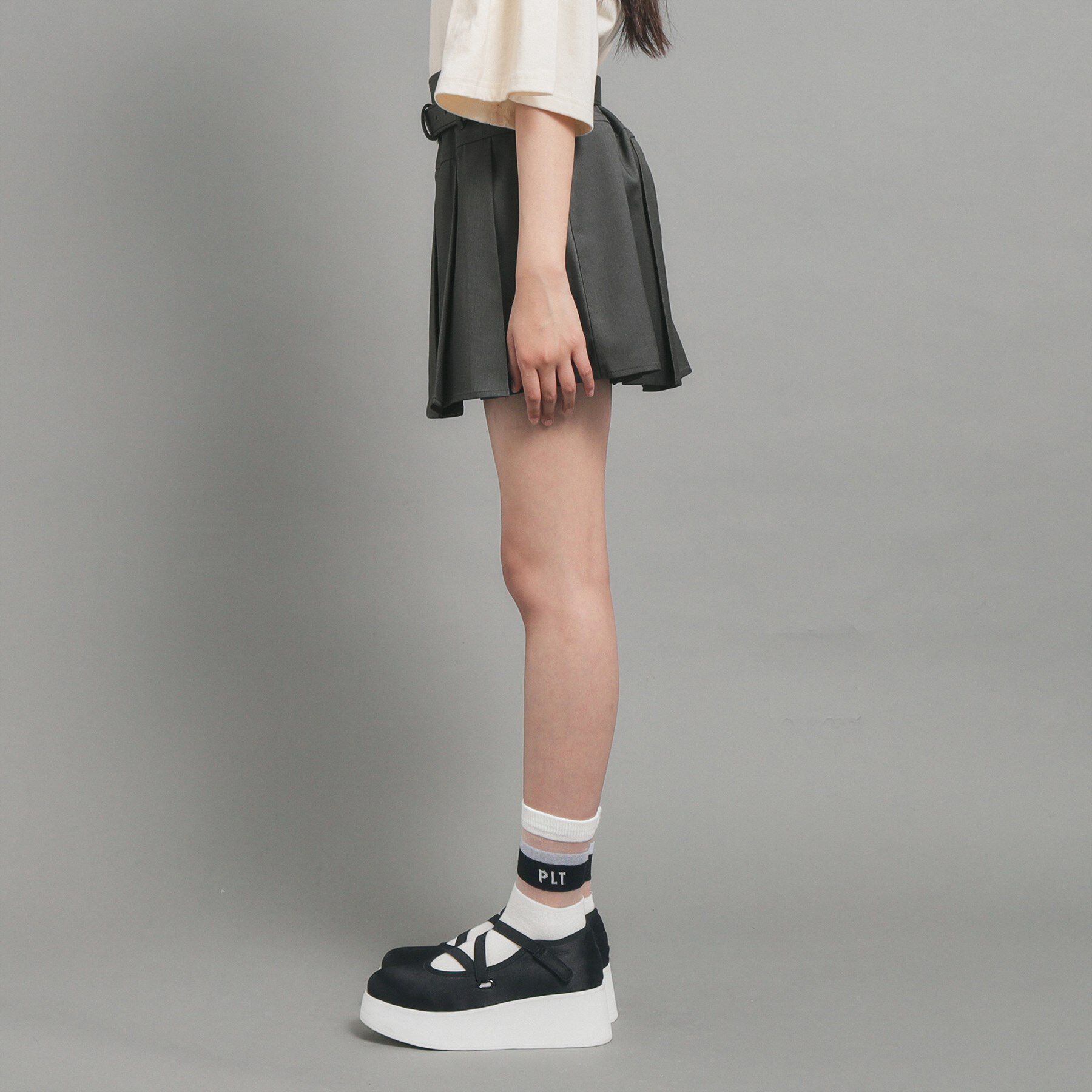 PINK-latte「【カラー追加/オールシーズン対応】ベルト付きプリーツスカート」|スカート|