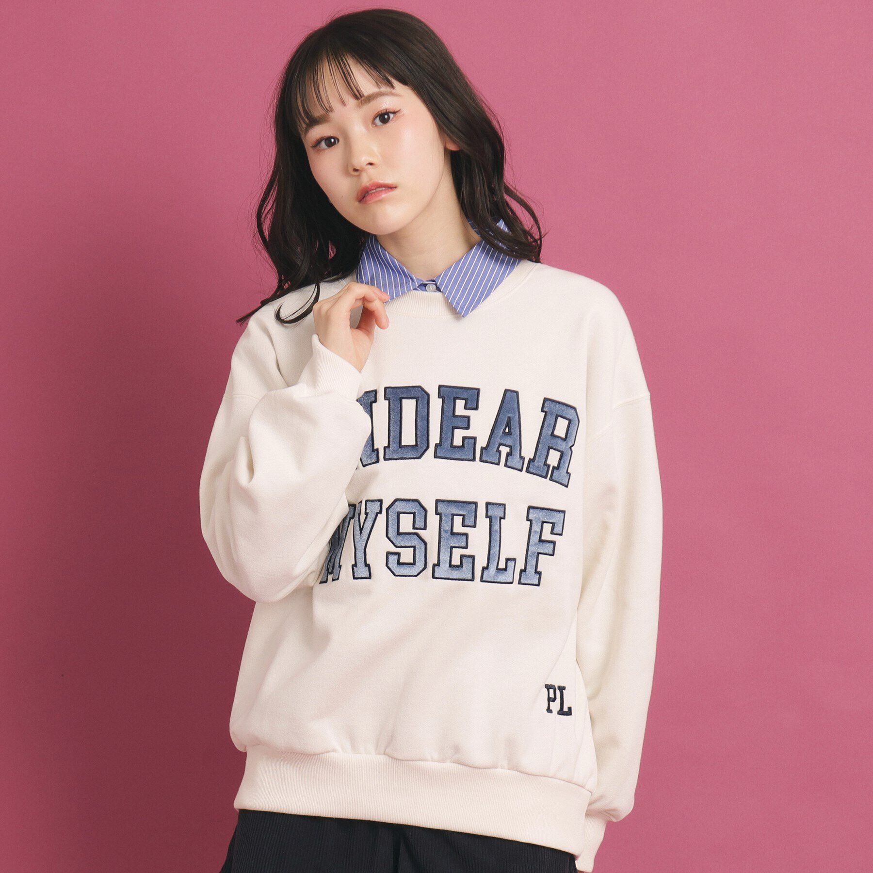 PINK-latte「カレッジロゴスウェットトップス」|その他|アイボリー(004)