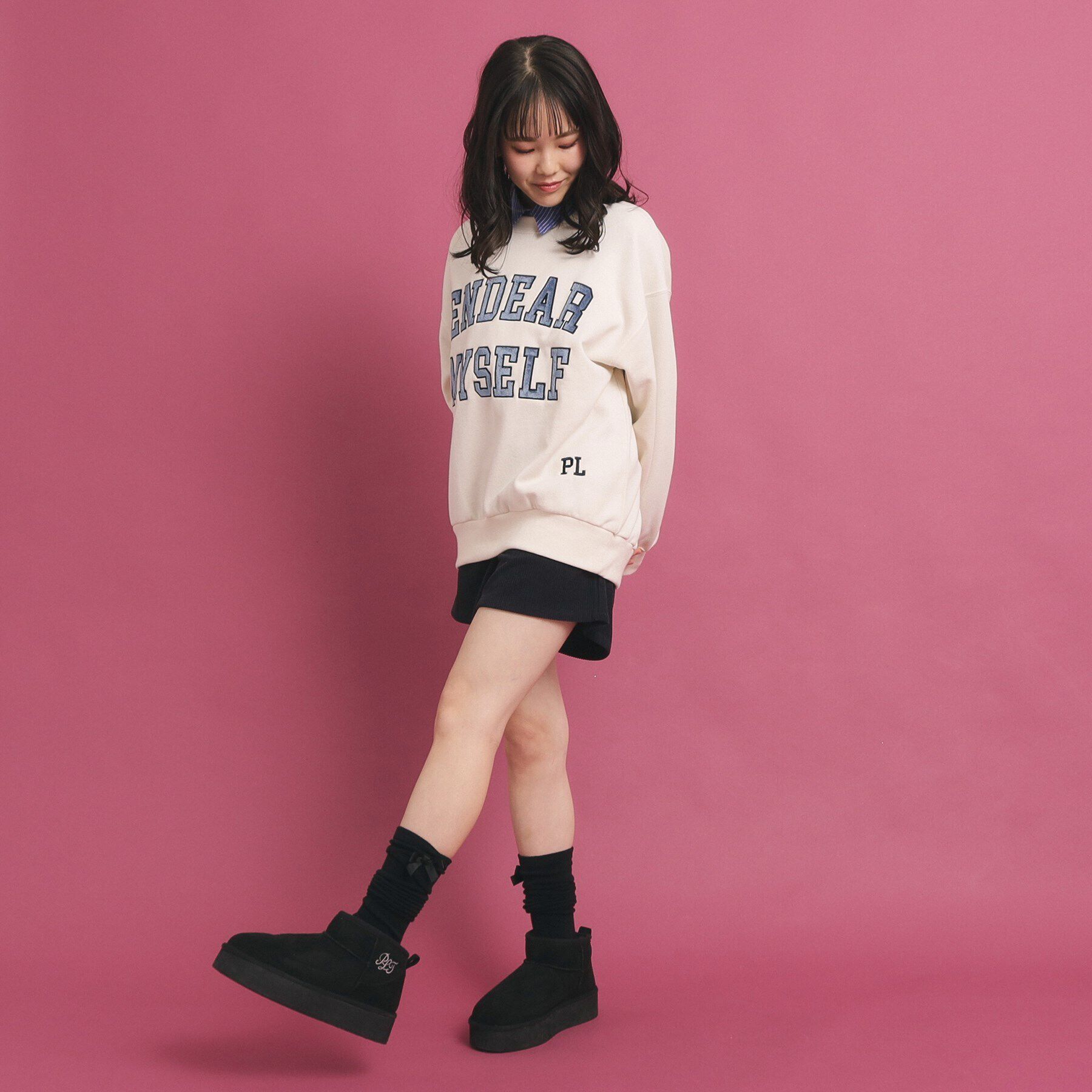 PINK-latte「カレッジロゴスウェットトップス」|その他|