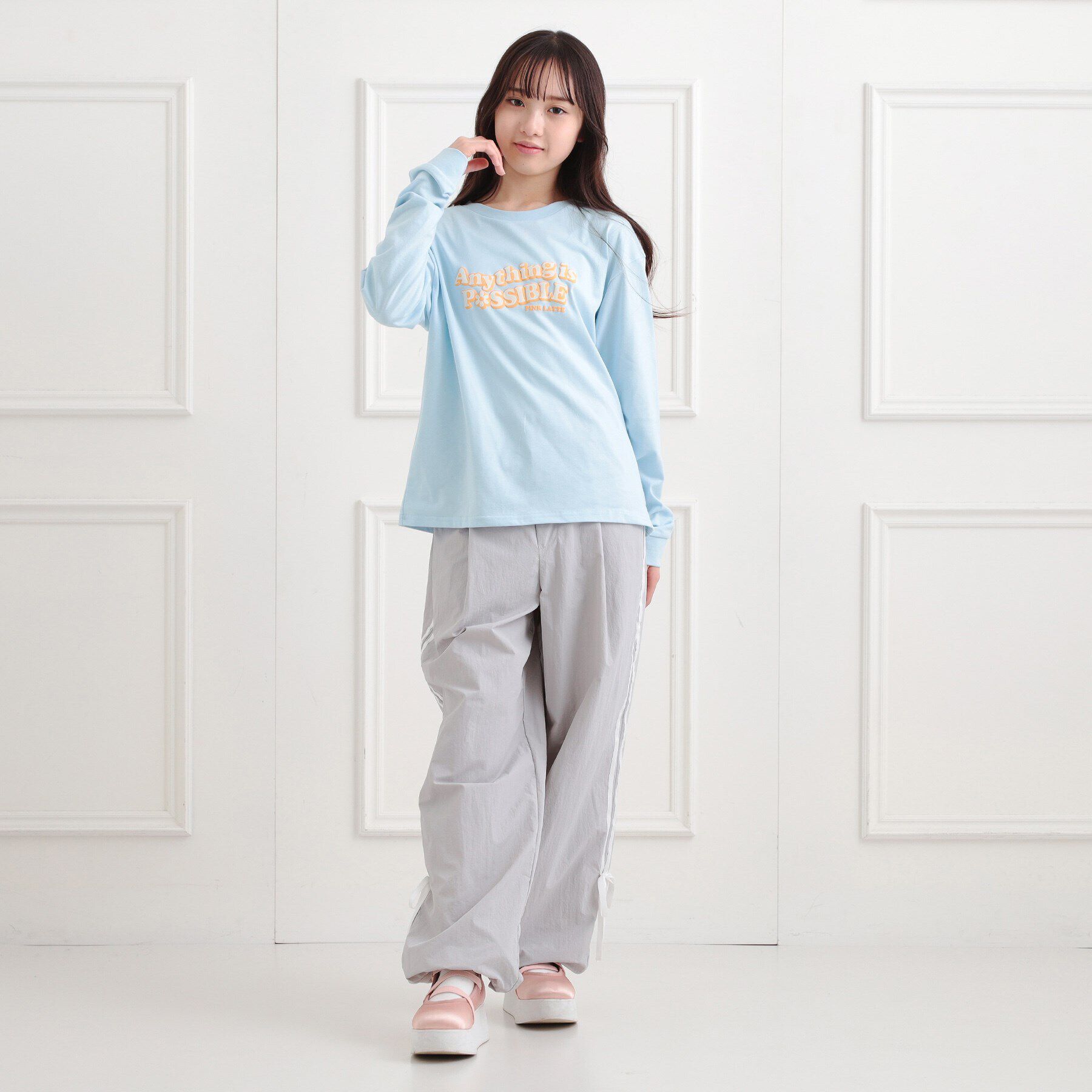 PINK-latte「ロゴ発砲プリントロンT」|Tシャツ・カットソー|