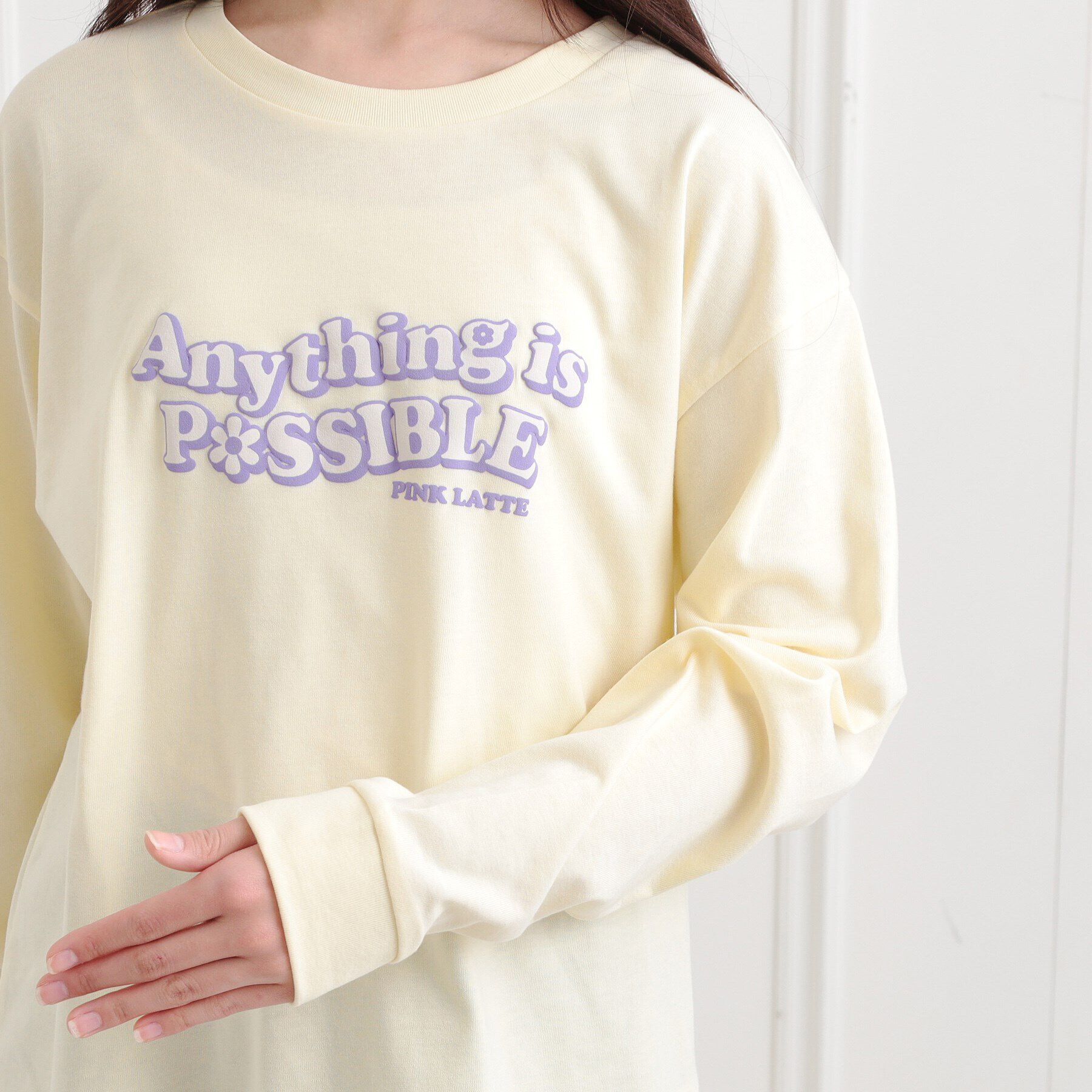 PINK-latte「ロゴ発砲プリントロンT」|Tシャツ・カットソー|