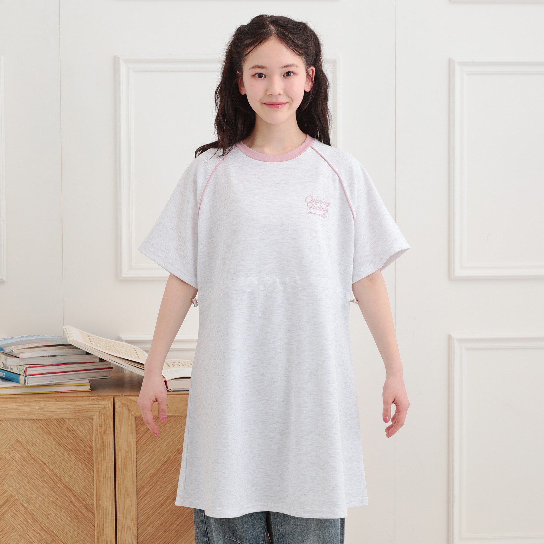 PINK-latte「パイピングドロストTシャツワンピース」|ワンピース|