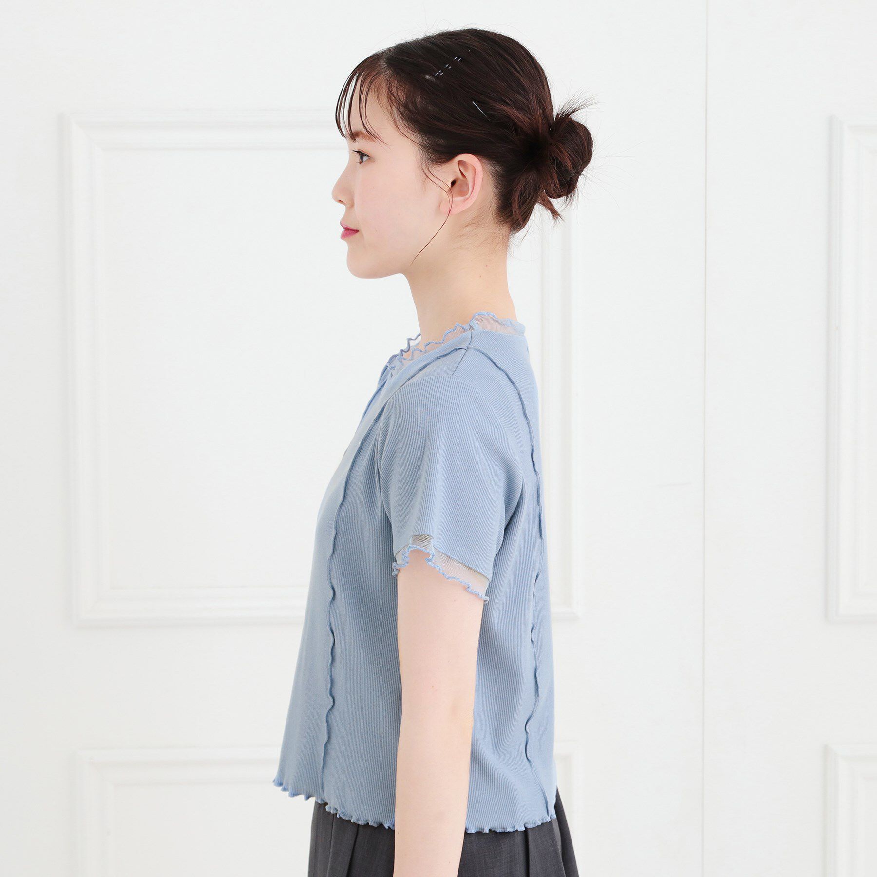 PINK-latte「シアーレイヤード風テレコトップス」|Tシャツ・カットソー|