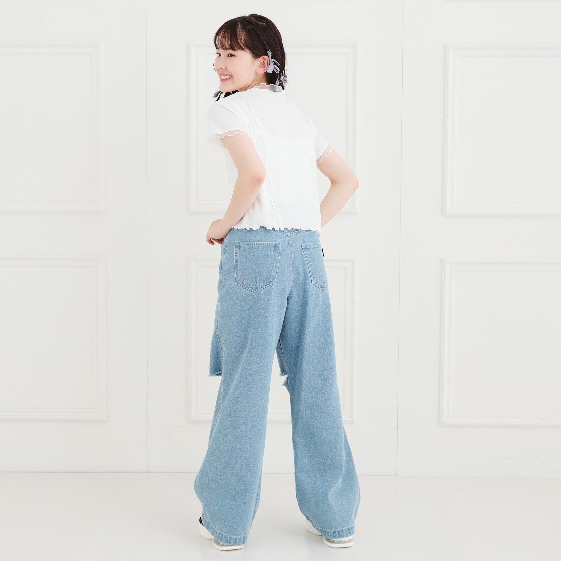 PINK-latte「シアーレイヤード風テレコトップス」|Tシャツ・カットソー|